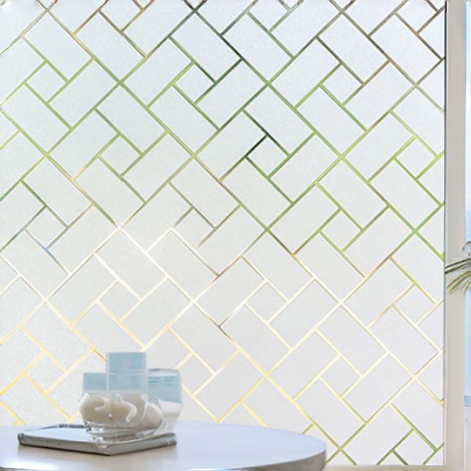 Blackout Window Film 85 x 210 cm Blocks UV Static Cling No Glue Removable Heat Cotrol, Privacy Protection, Glass Privacy Static Cling Vinyl Films for Home Office, Oblique Grid