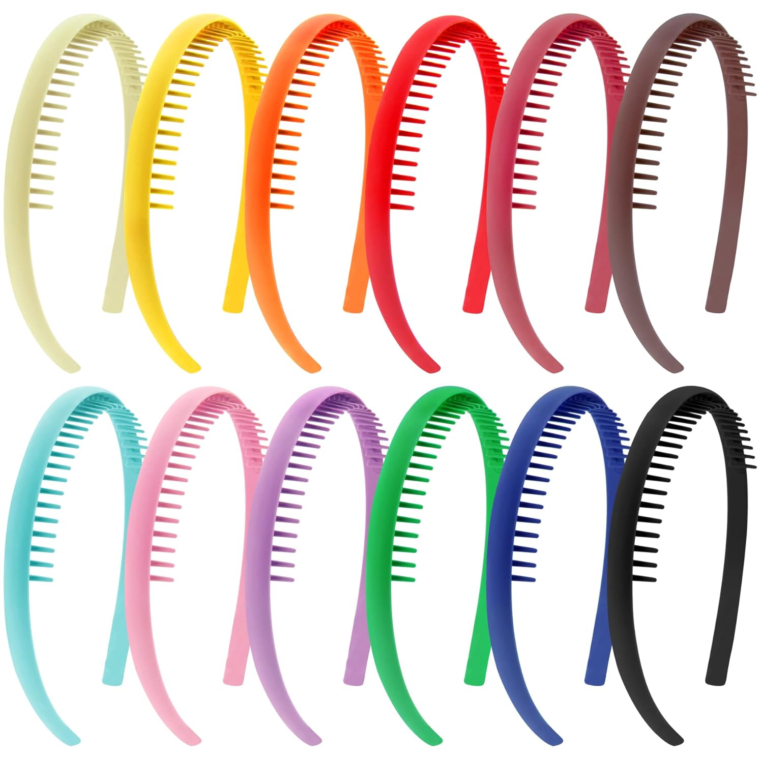 Duufin 12 Pieces Plastic Teeth Headbands Non Slip Hair