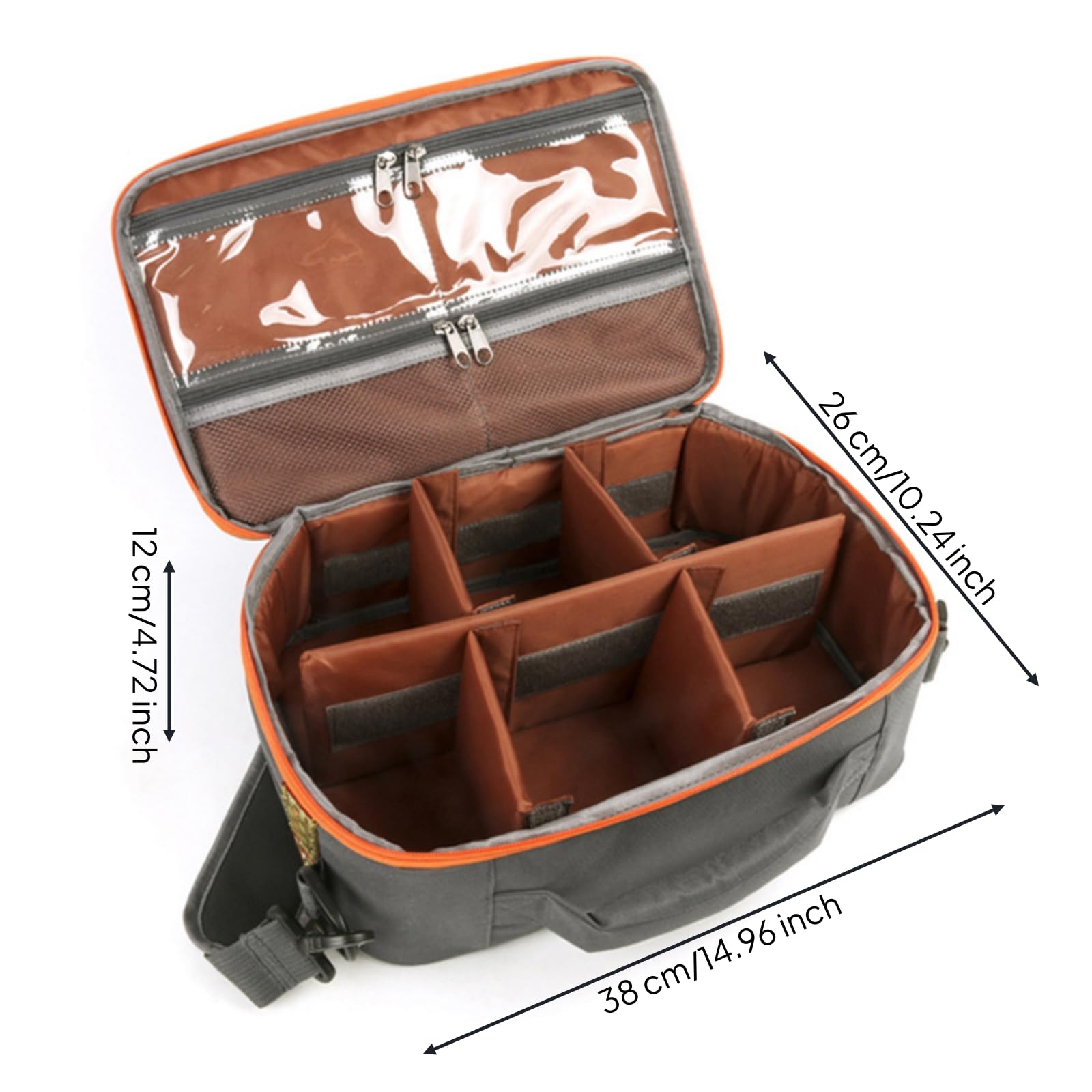 Angelrollen-Organizertasche Reißverschluss Angelrollen-Tasche Verstellbarer Schulterriemen Angelzubehör Tasche
