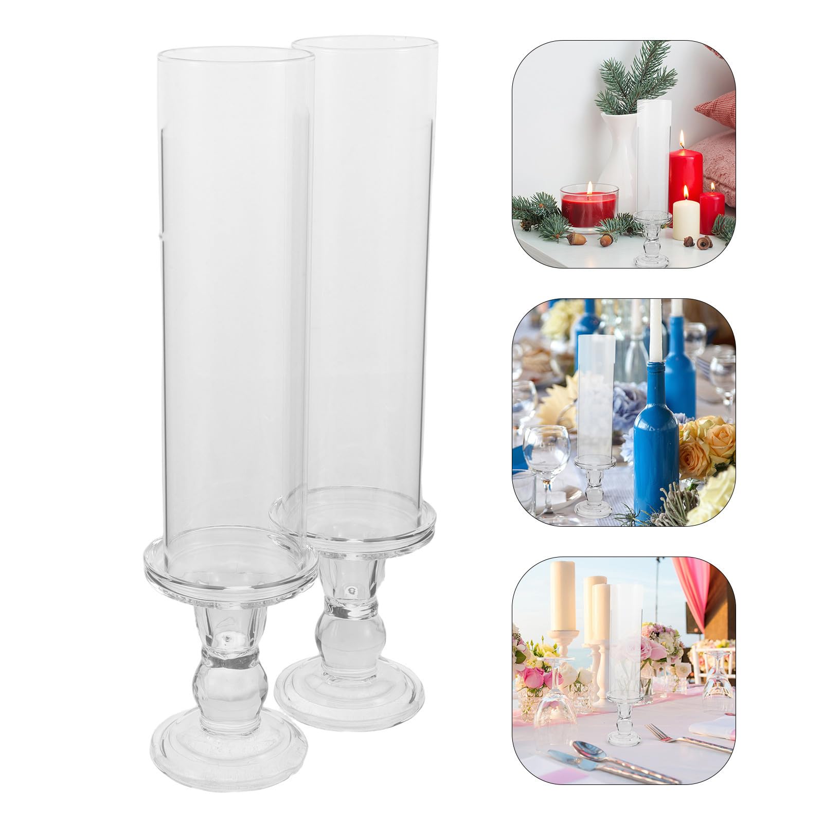 Kerzenhalter aus Glas 2 Stück mit Windschutz, Europäisch