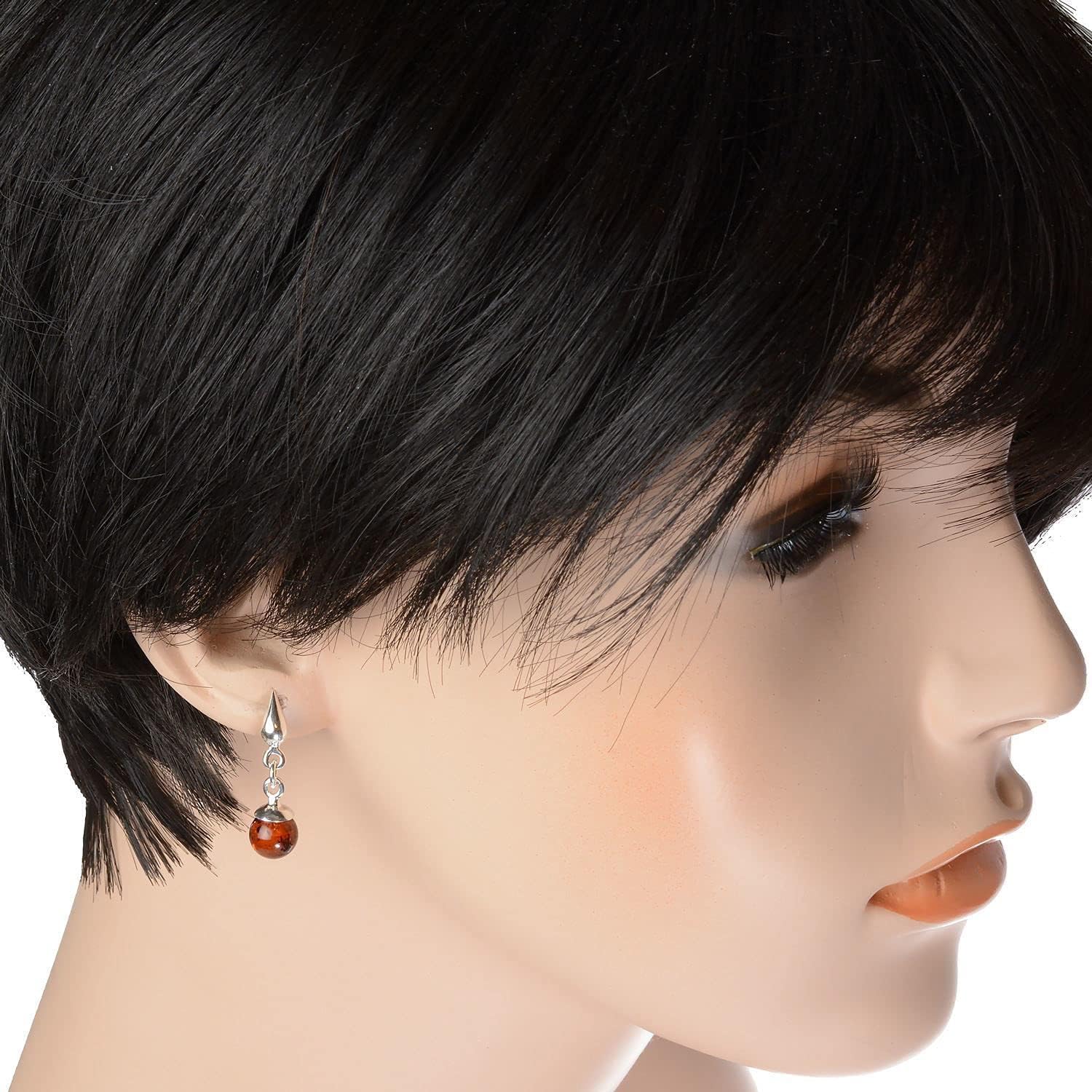 Amber Earrings - Baltic Honey Amber Dangling Earrings "Sarah" - Sterling Silver Jewelry Collection