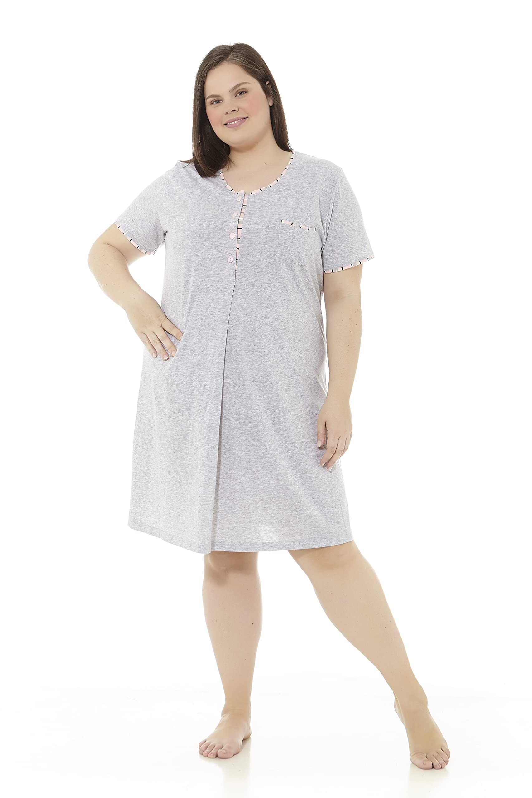 mabel intima Camisón de Talla Grande Mujer | Camison Corto/Midi | Tallas Grandes 46-70 | XL - 7XL | Primavera/Verano | Ropa de Noche | Lencería | Vestido para Dormir o Estar por Casa