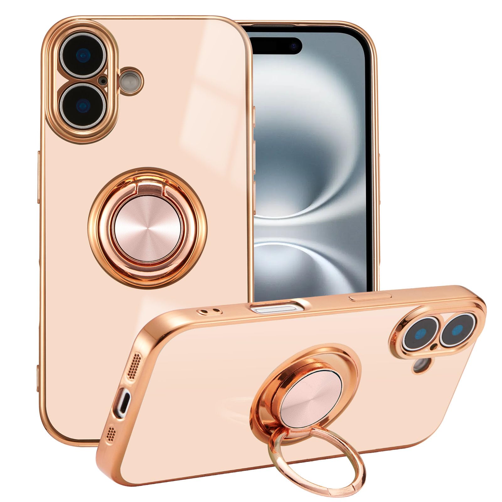 Coque support magnétique antichoc en silicone souple fin rose pour mobile - 8