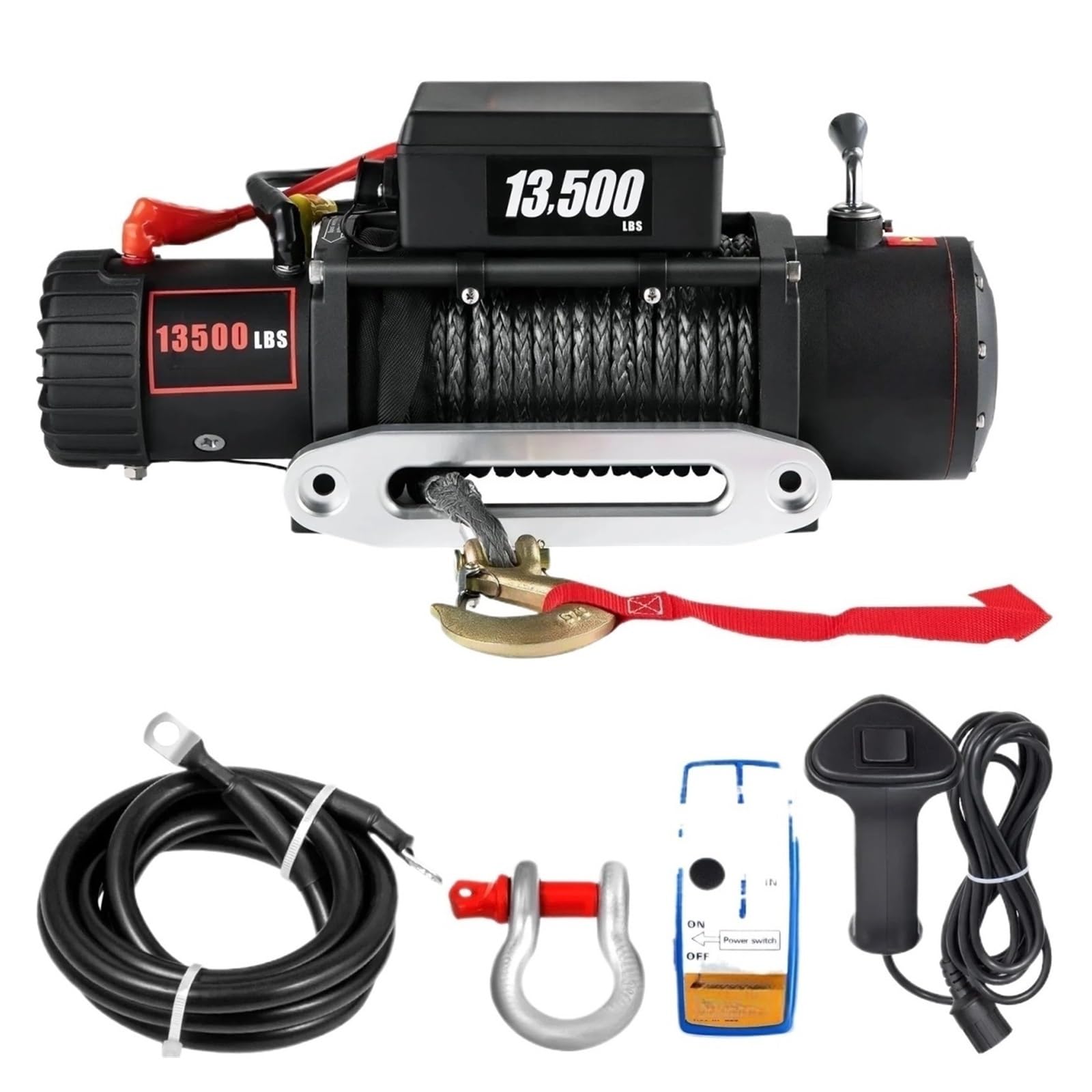 Paranco Di Sollevamento Elettrico Winch13500LBS 12V Sintetico Con Fune Da Traino 24M/92FT Paranco Elettrico Telecomandato Verricello