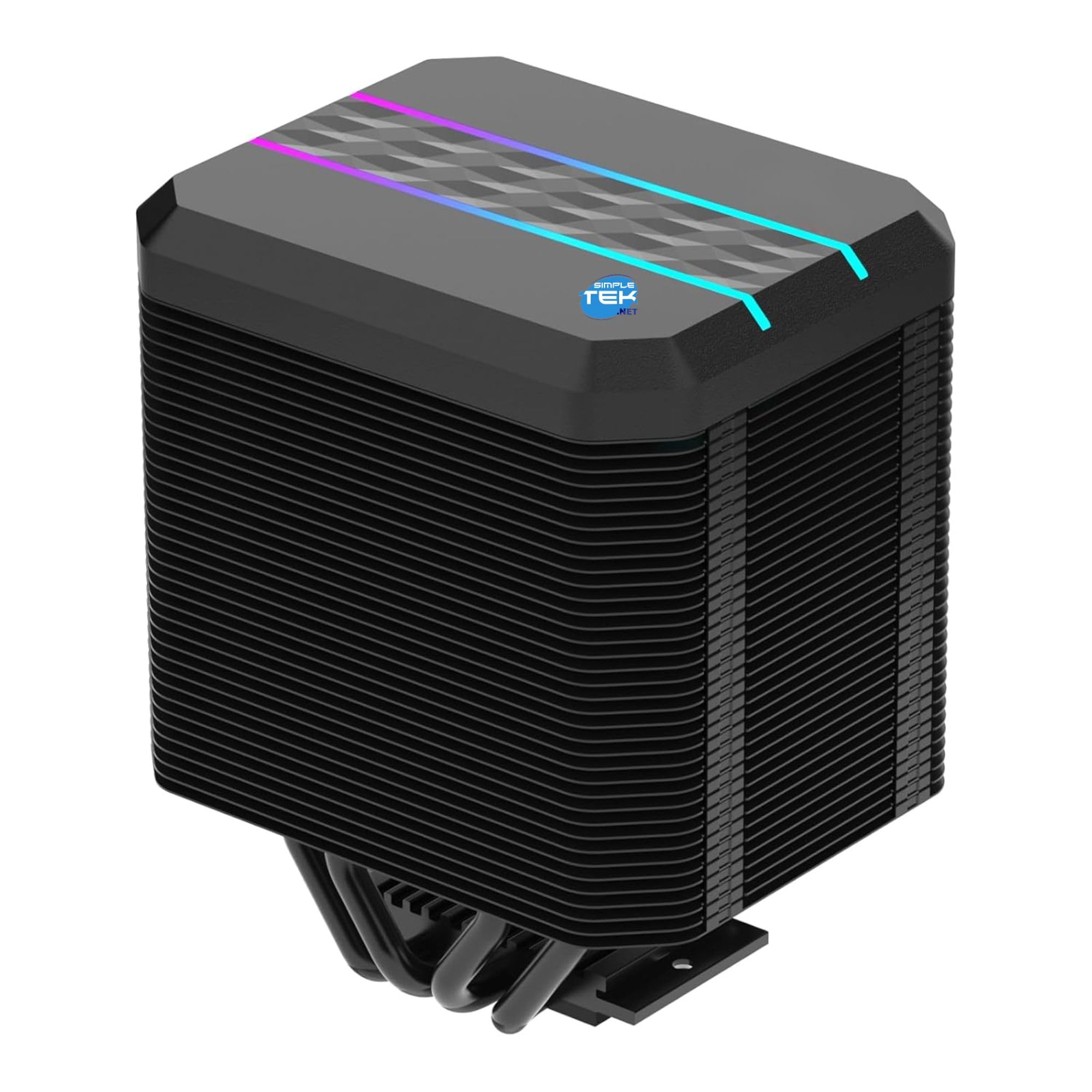 SIMPLETEK - Disipador CPU ARGB 92mm | 12V, 180W TDP | Compatible con 1851 1700 1200 1156 1155 1150 1151 1366 2011 AM3 AM4 AM5 | Negro