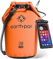 Vista 60 de Earth Pak Bolsa Seca Impermeable - Mochila Impermeable de Cierre Enrollable Superior Mantiene el Equipo Seco para Kayak con Funda Impermeable