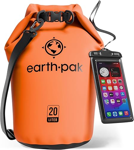 Vista 57 de Earth Pak Bolsa Seca Impermeable - Mochila Impermeable de Cierre Enrollable Superior Mantiene el Equipo Seco para Kayak con Funda Impermeable