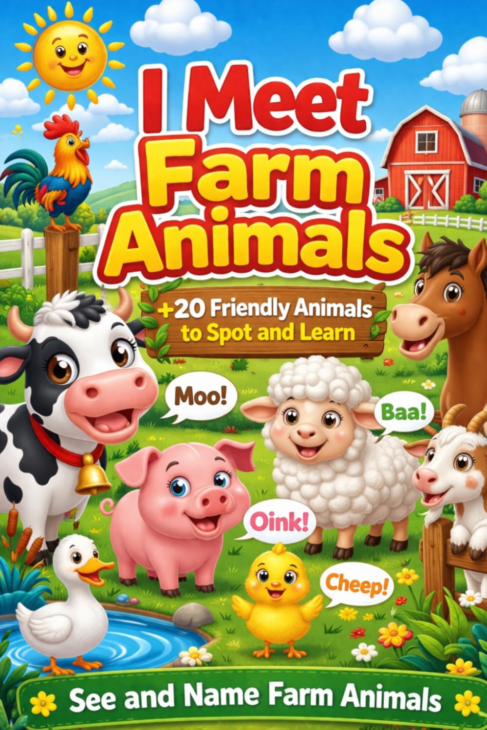 I meet farm animals ,: 20 friendly animals to spot and learn , farm Animals for Toddlers and Preschoolers , see and name farm animals