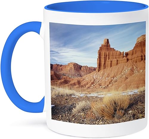 3dRose Chimney Rock Formation, Capitol Reef, Utah, Estados Unidos, taza, 11 onzas, azul