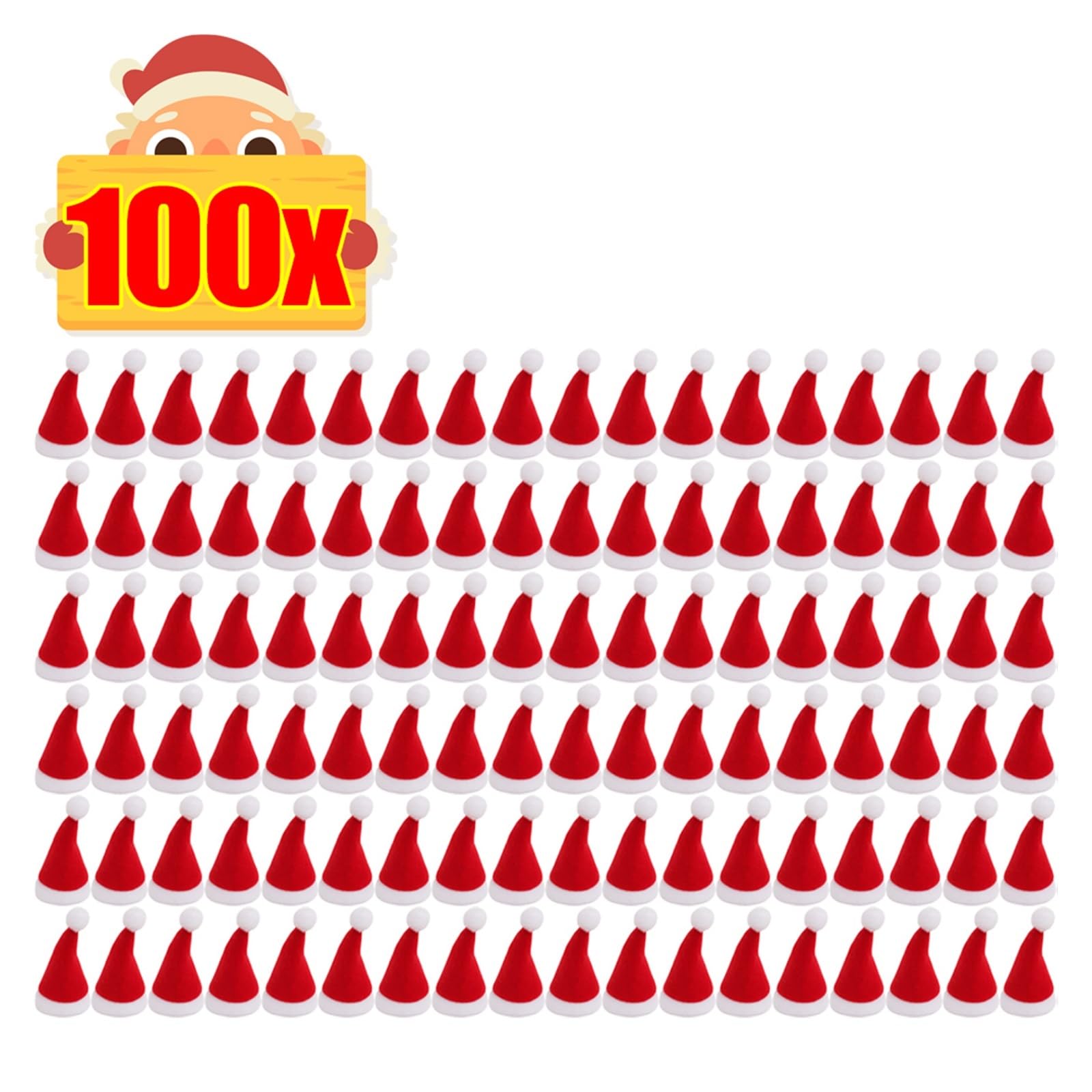 Borsa portaposate di Natale, cappello di Babbo Natale, tappo per bottiglia di vino, coltello e tasca per forchetta, decorazione da tavola per festa di Natale e Capodanno (rosso, 100 pezzi)