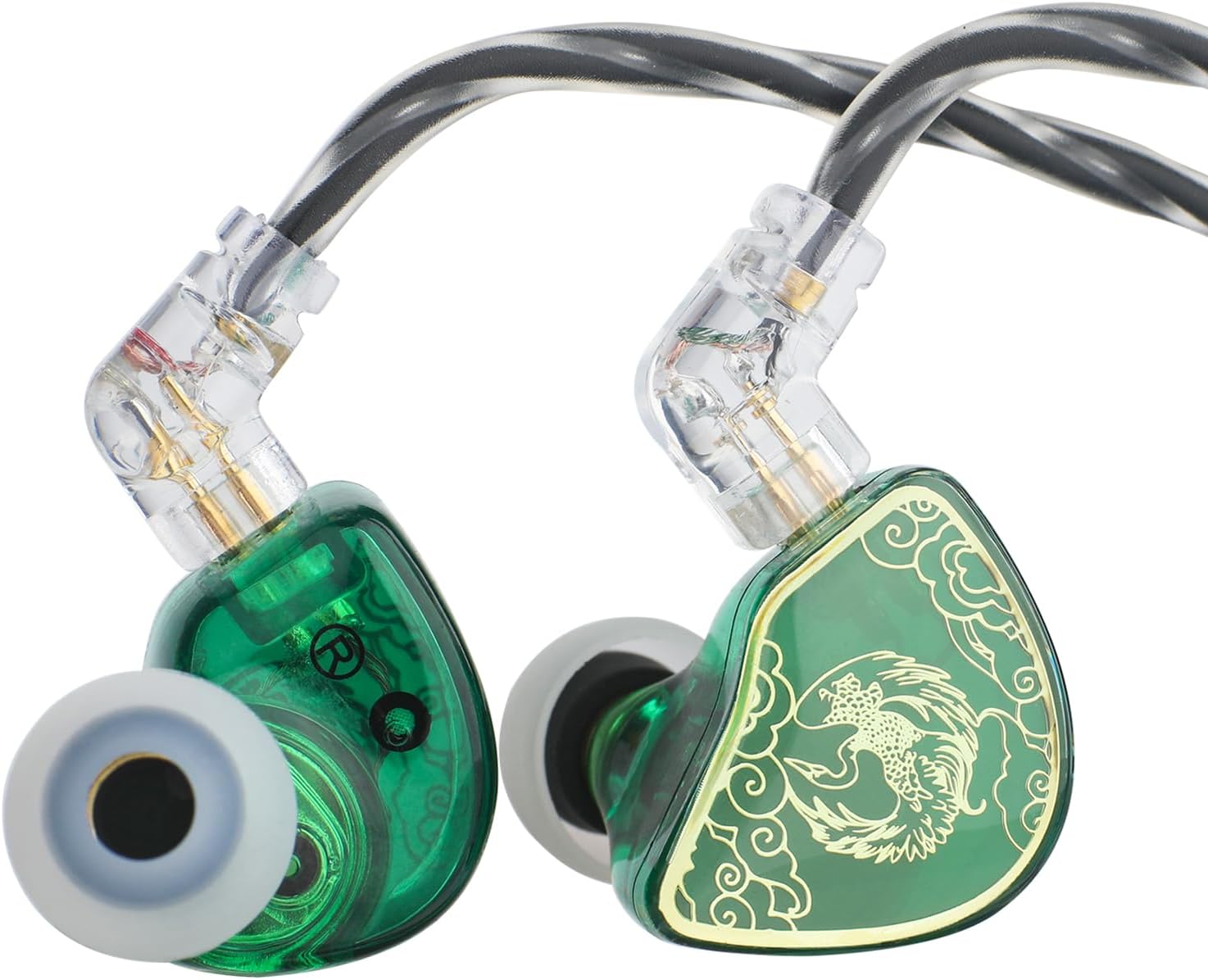 TANGZU Wan’er S.G HiFi 10mm Dynamic Driver PET Diaphragm in-Ear Earphone with Ergonomic Shape, Detachable Recessed 2Pin OFC Braided Cable for Audiophile Musician DJ Stage(Green, with Mic)