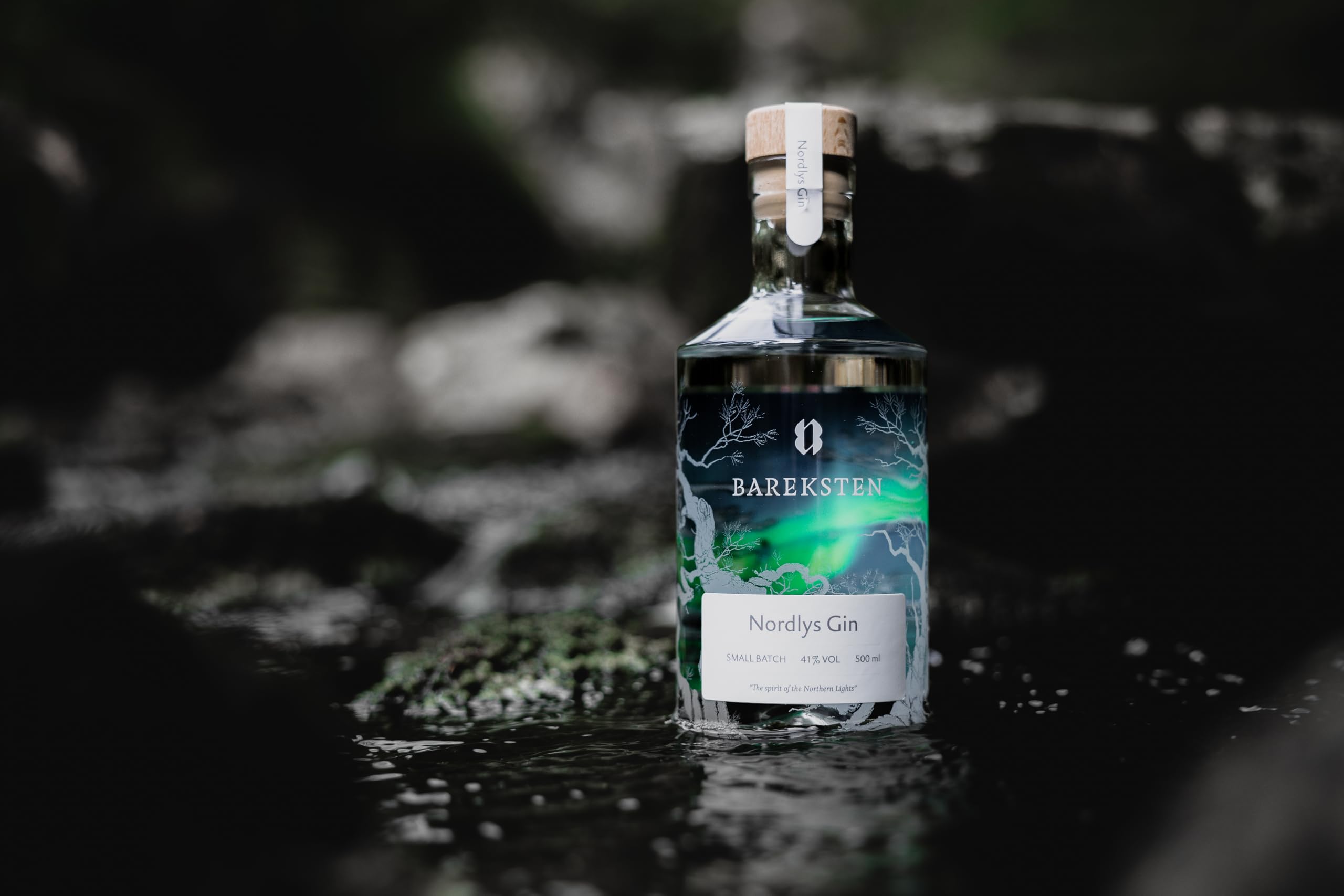 Bareksten | Nordlys Gin | The Spirit of The Northern Lights | Frisch & würzig | Kleinstchargen aus Norwegen | 41% vol. | 500ml