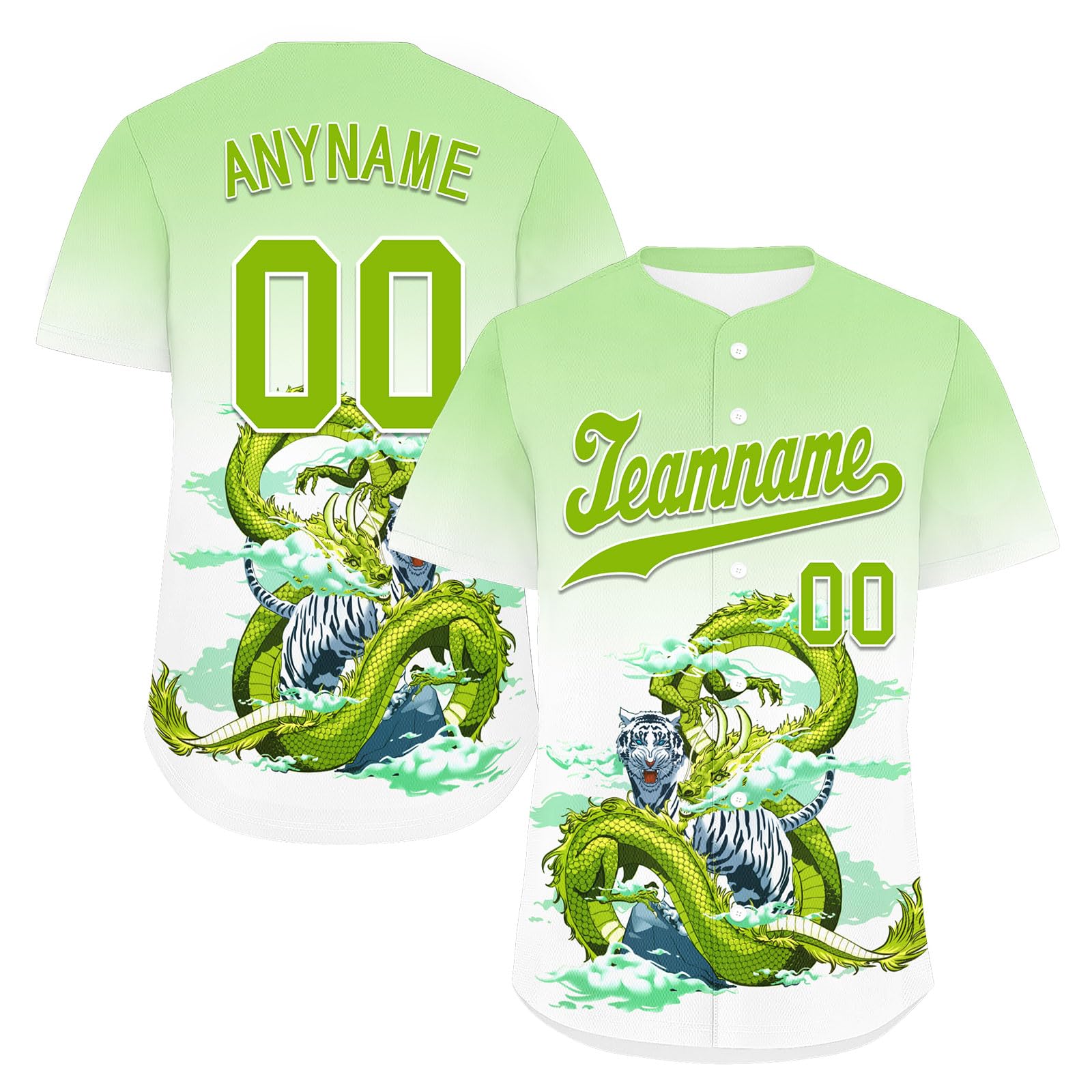 coolcustomize Custom Skull Baseball Jersey for Men Youth Team Gothic Sports Uniform Short Sleeve Softball Shirts with Name/Logo Fluorescent Green