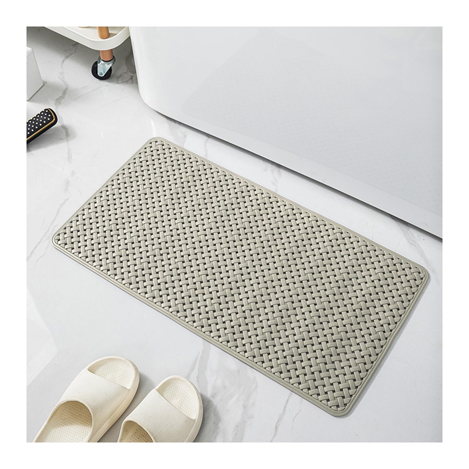 Weich Duschmatte rutschfest mit Gewebtes Texturdesign, Sicherheits Badewannenmatte Badematte mit Ablauflöchern, Antirutschmatte Dusche für Badewanne und Nassbereiche,A,48x78cm/19x31in