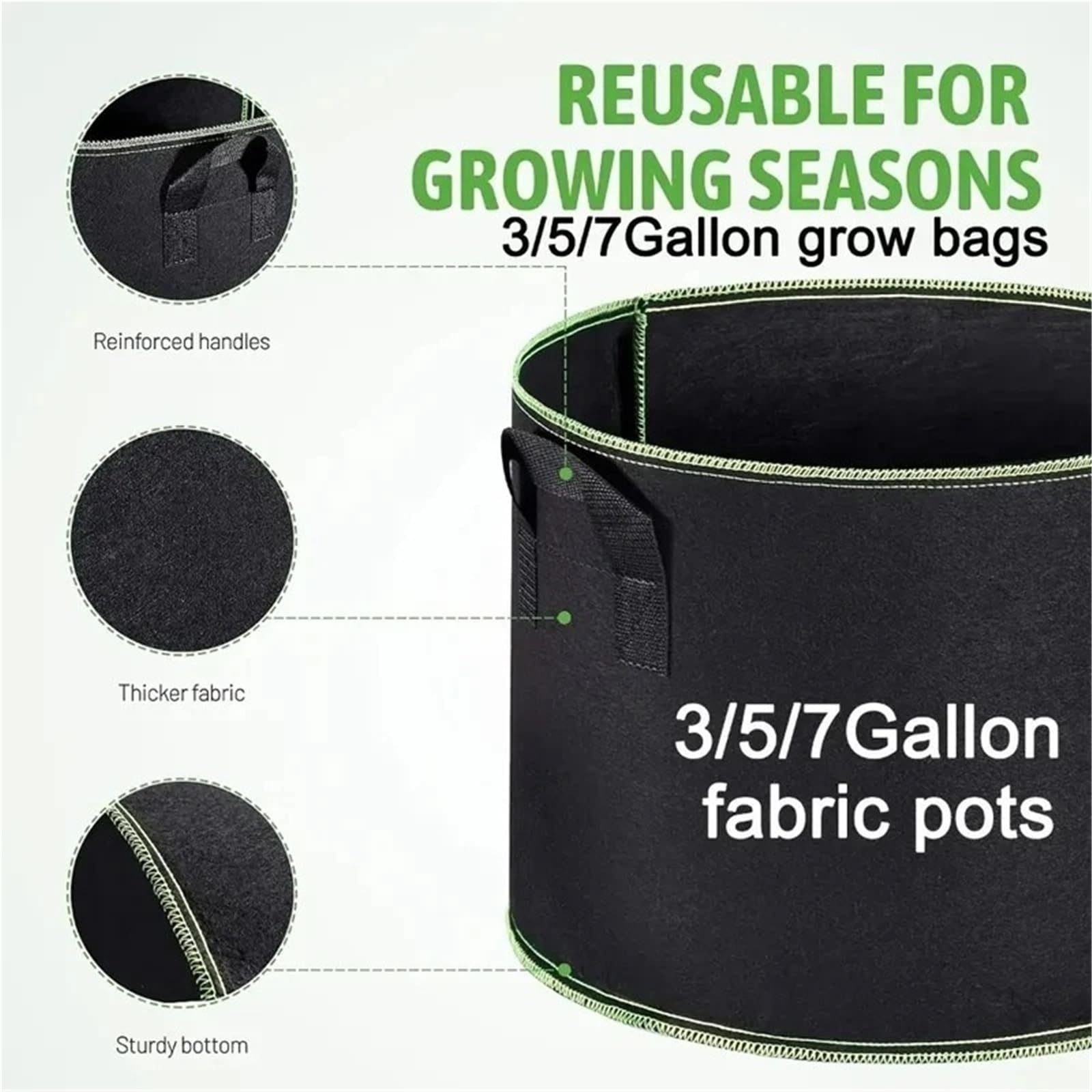 Stofftopf 5 Stück Multi-Gallonen-Stoff-Wachstumsbeutel | For Gemüseblumen(5Gallons 30x25cm)