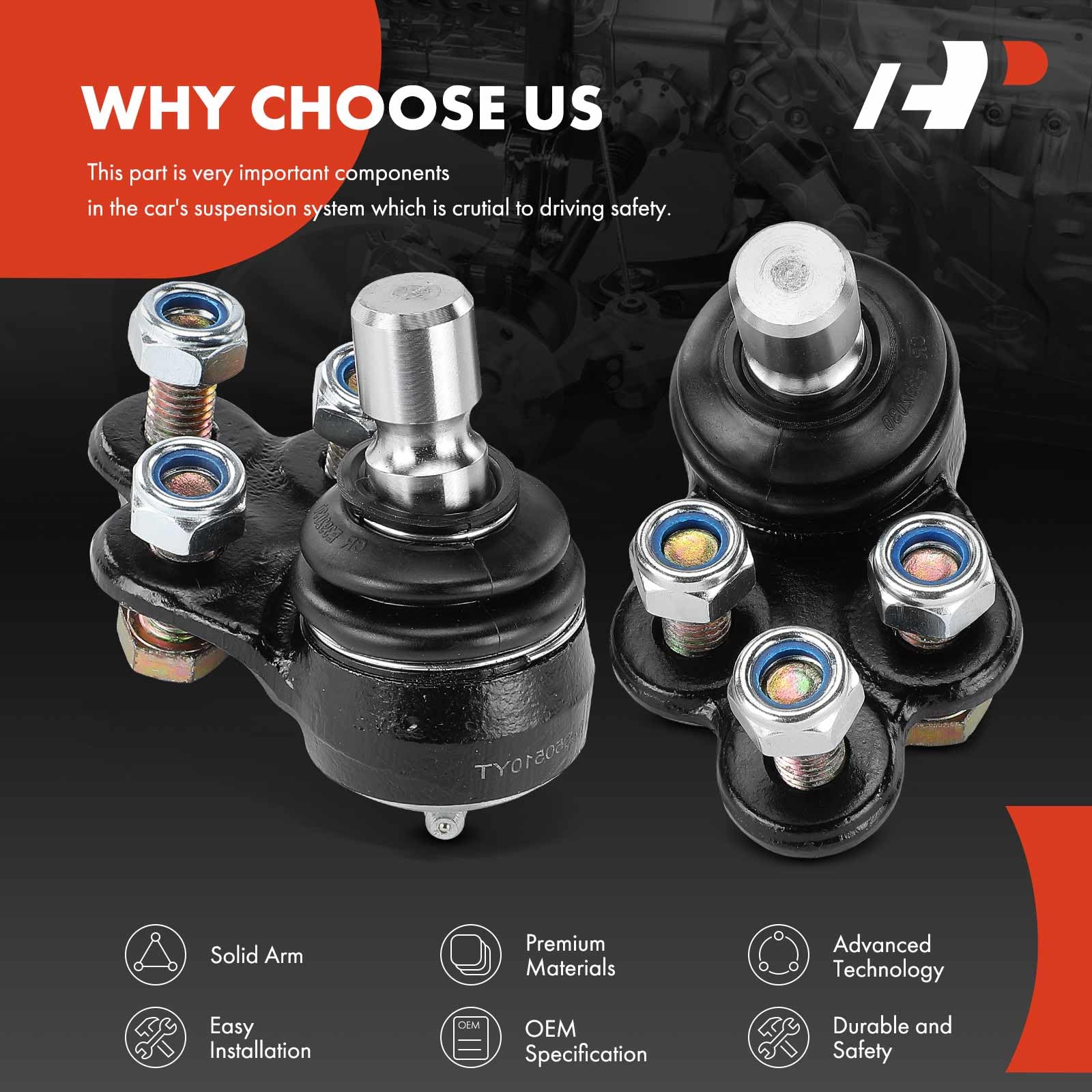 A-Premium Ball Joint Set A-Premium Front Lower Ball Joints 2-Piece Set With Bolts - Fits Chevrolet, Buick, Pontiac & More A-Premium Ball Joints With Bolts For Chevy Equinox Impala - View #5