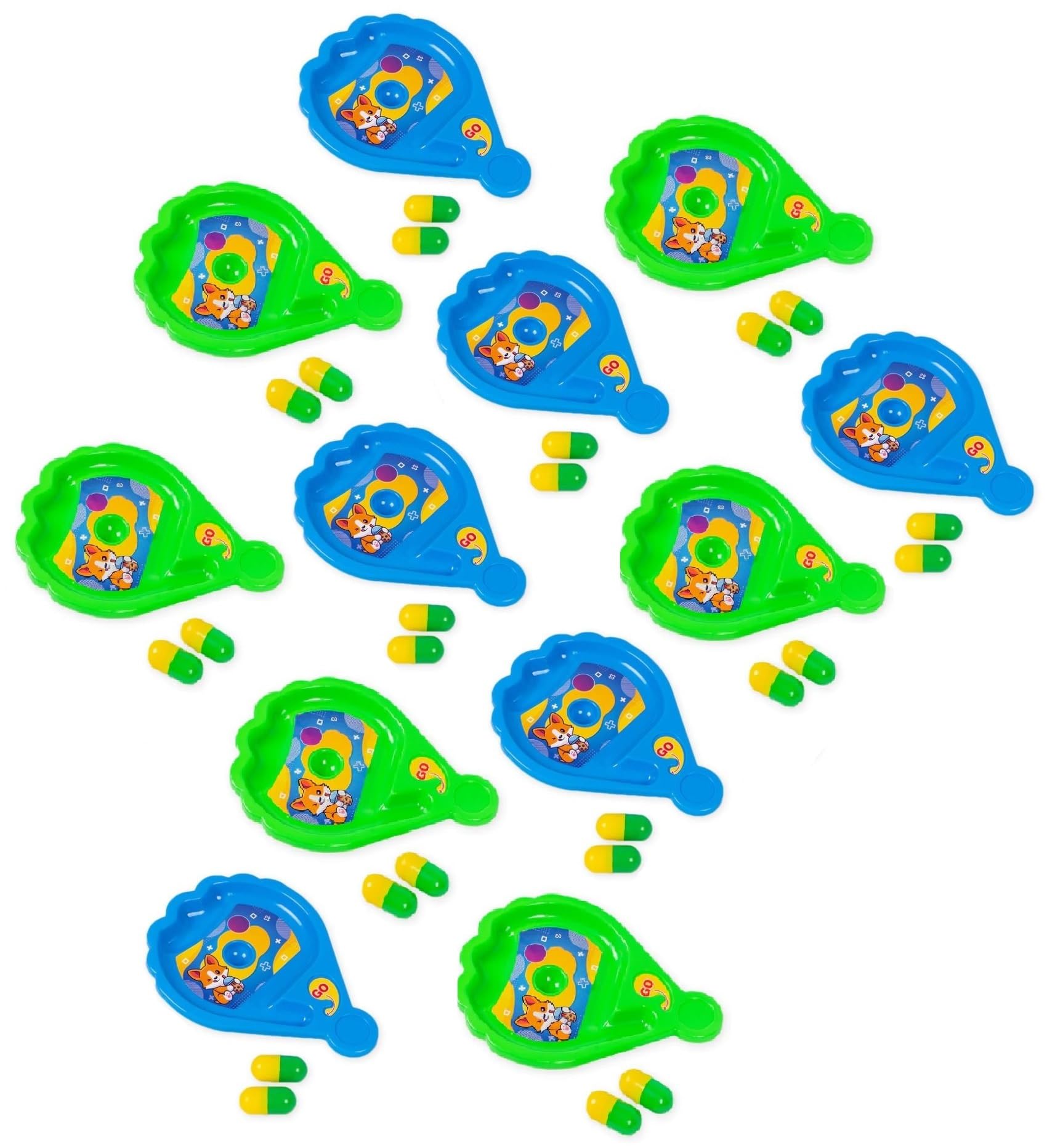 Laxmi Collection 12 PCS Magic Jumping Bean Capsule Fumble Tumble Fun Toy Birthday Return Gift for Kids Boys Girls in Bulk Multi-Color (Pack of 12)