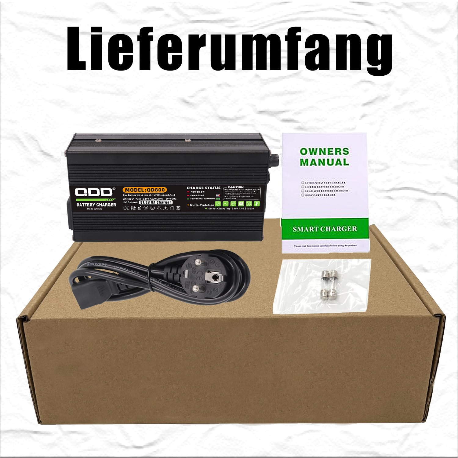 QDD 87,6 V 8 A czarna ładowarka 72 V LiFePO4 bateria Smart ładowarka do baterii 24S 72 V LiFePO4 z C13 N+L-