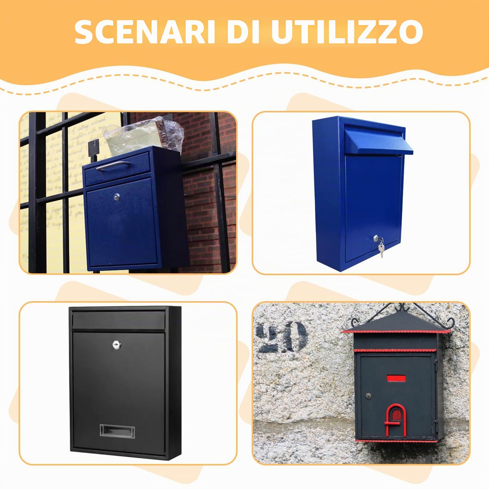 Serratura per Cassetta delle Lettere e Armadietto, 16 mm, con 4 Chiavi e 5 Piastre di Serratura Diverse, Serratura a Camme in Lega di Zinco Cromata, Ø 18 mm, Adatta per Porte e Cassetti