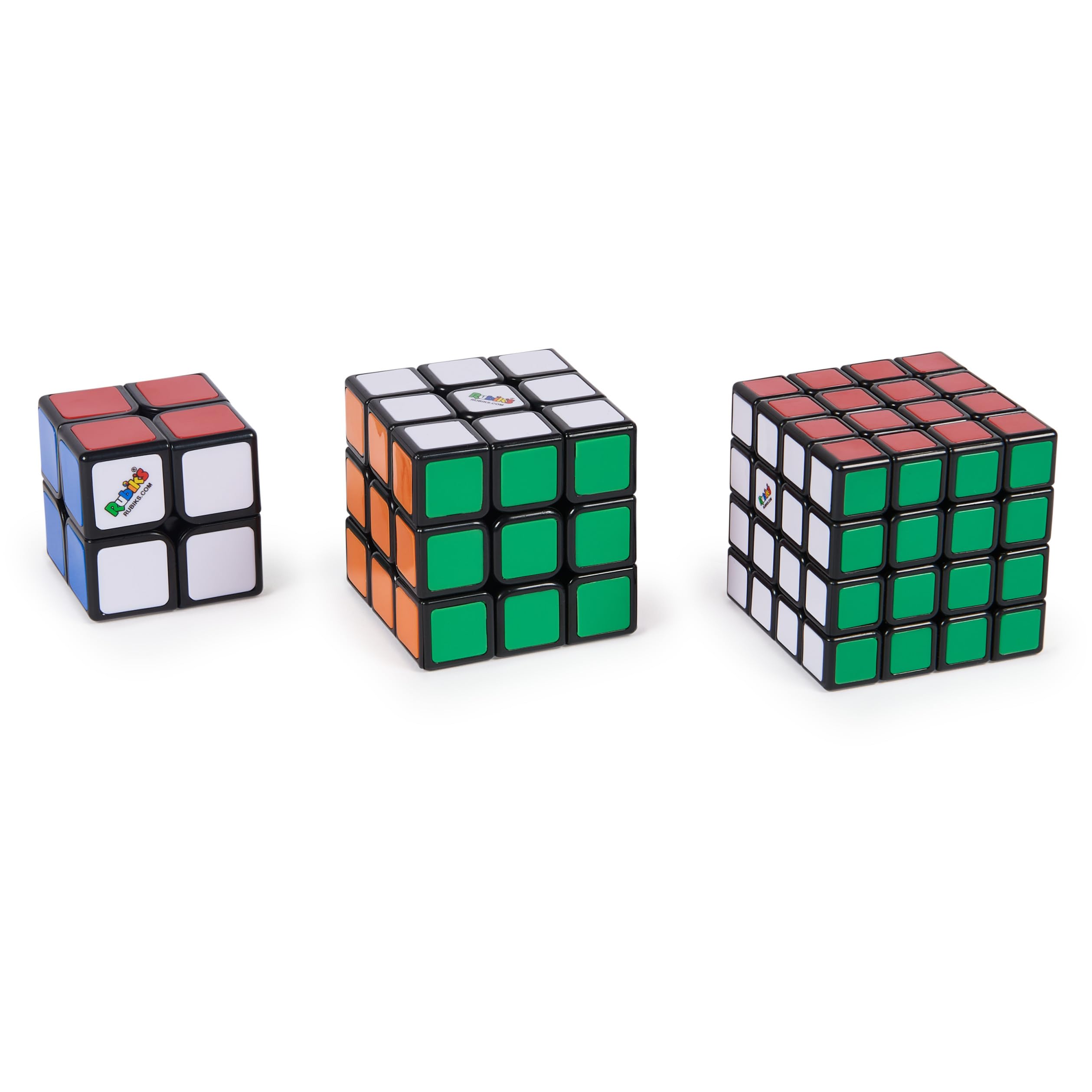 Spin Master Rubik's Cube Trio - Rompecabezas 3D incluye mini cubo de 2 x 2, cubo de 3 x 3 y cubo de 4 x 4