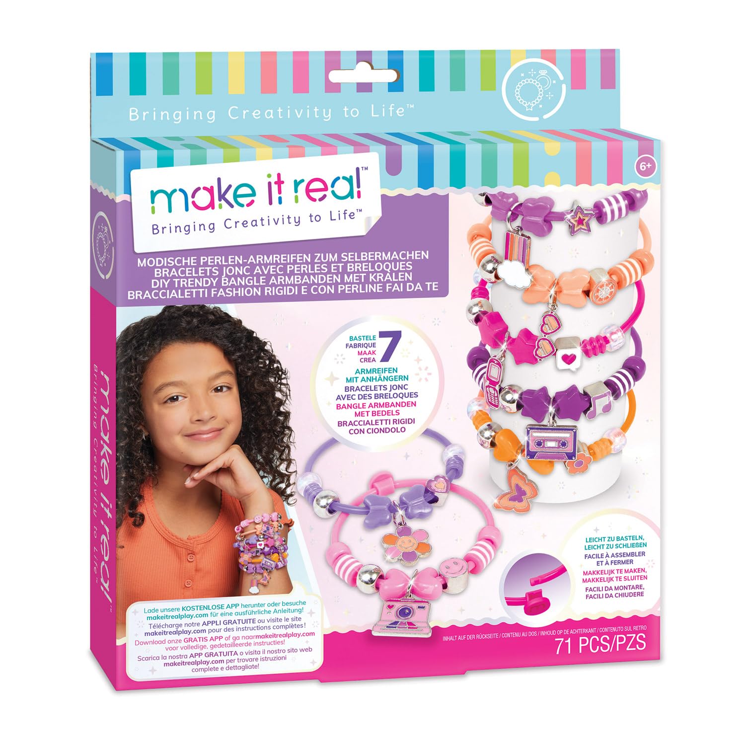 Make It Real 2901329 Fashion Armreifen-Set, DIY Schmuckset mit modischen Perlen, Schmuck selber basteln, Bastelset, Kreativ-Kit für Kinder