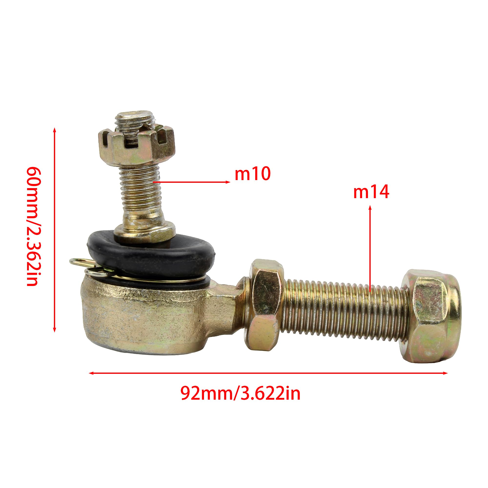 Rotule de biellette de direction réglable M10 x M14 pour quads 50 cc, 70 cc, 90 cc, 110 cc, 125 cc, 150 cc ATV chinois Little Bull