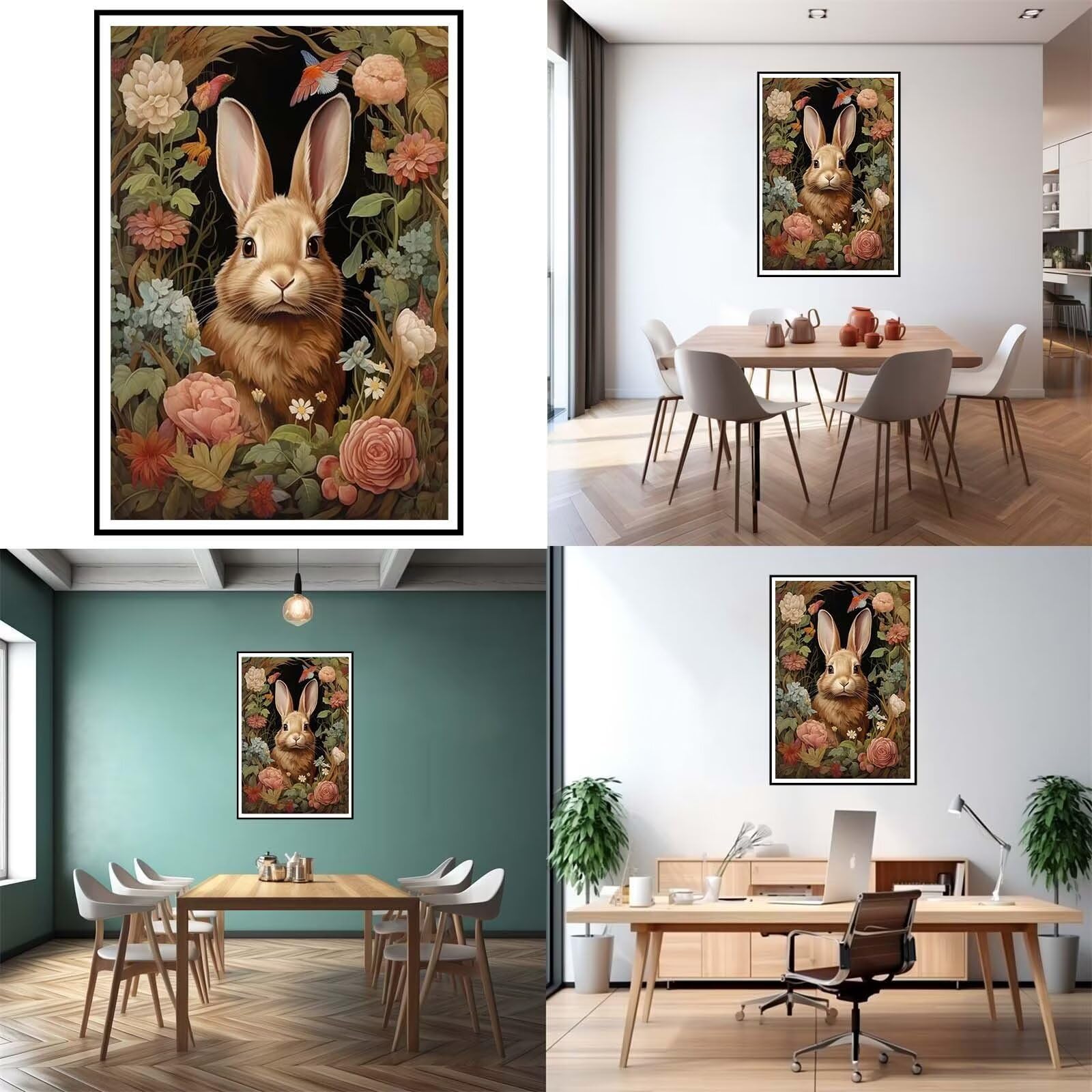 5D DIY Diamond Art Painting Kit Completo,Fiori di coniglio Kit di Pittura Diamante, Strass Cristallo Ricamo Arte Diamante Pittura con Numeri per Bambini Adulti Decorazione Parete di Casa - 70x100cm