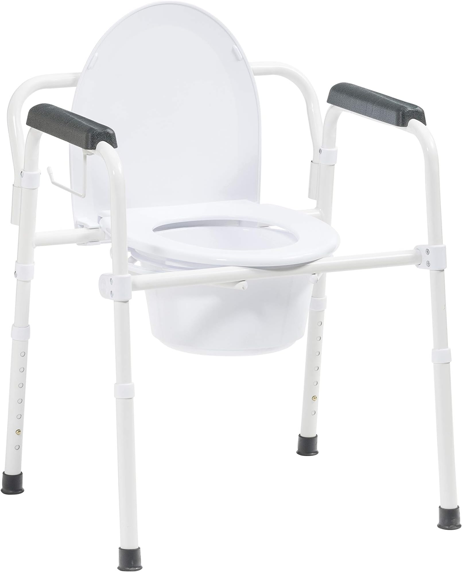 Drive Medical Bedside Commode Chair with Toilet Paper Holder & Commode Liner Sample, 18 x 22.5 x 35 Inch, White