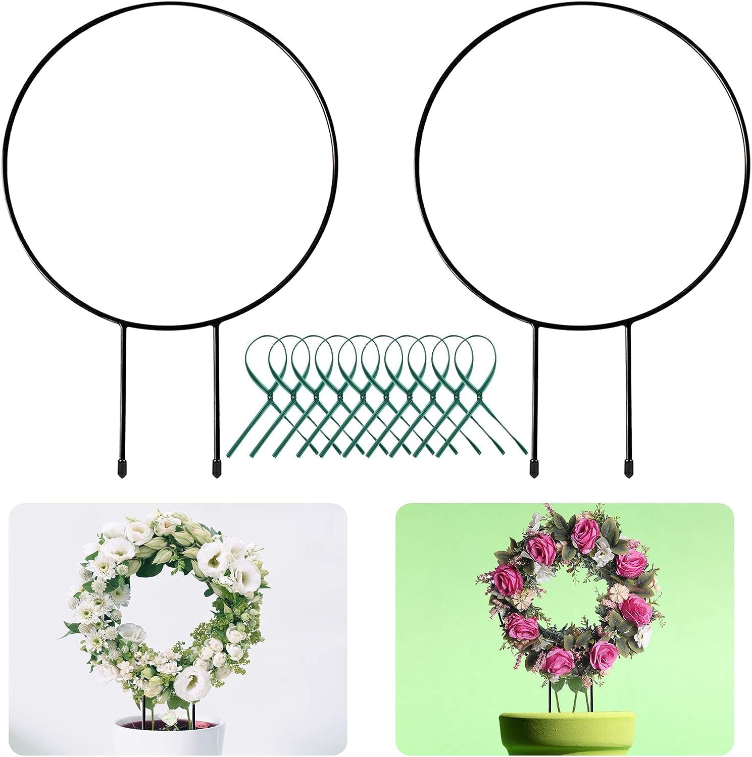 Tusmad 2 Pack Black Meatal Garden Trellis for Climbing Plants | Rust Free Vine Plant Metal Decorative Potted Plants Climbing | Holder Rack for Garden Stem Stalks Vines (Round) (B0CDC5Z9ZK) Amazon Price History, Amazon Price Tracker