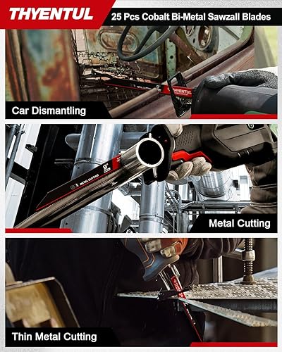 Miniatura 4 de Paquete de 25, 9 pulgadas, 1418 TPI, juego de hojas de sierra recíproca, dientes M42 con cuchillas bimetálicas de cobalto, para desmontaje
