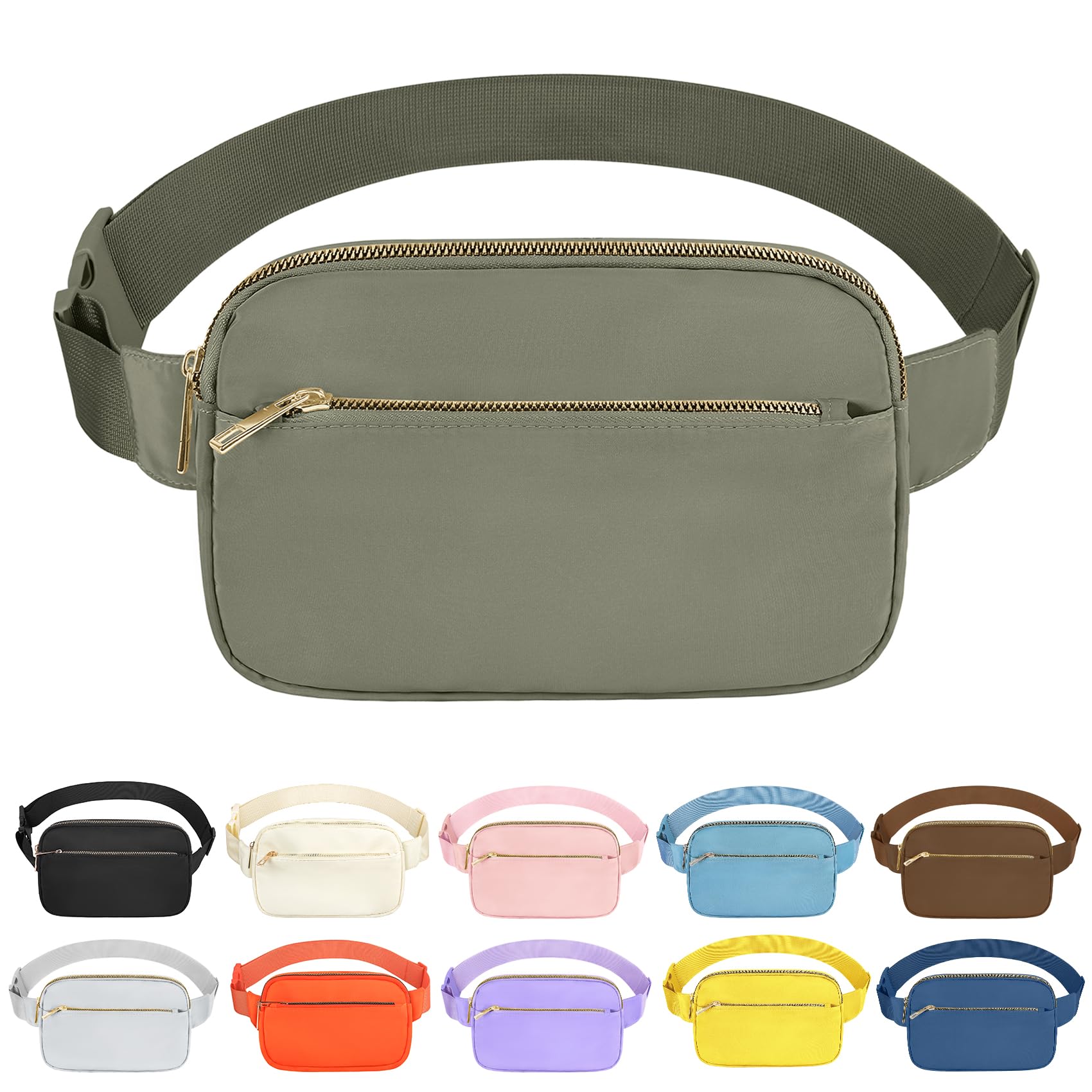 Frenou Fashion Fanny Bag-Waist Pack With Adjustable Belt Bag-Unisex Crossbody Pack Khaki Green