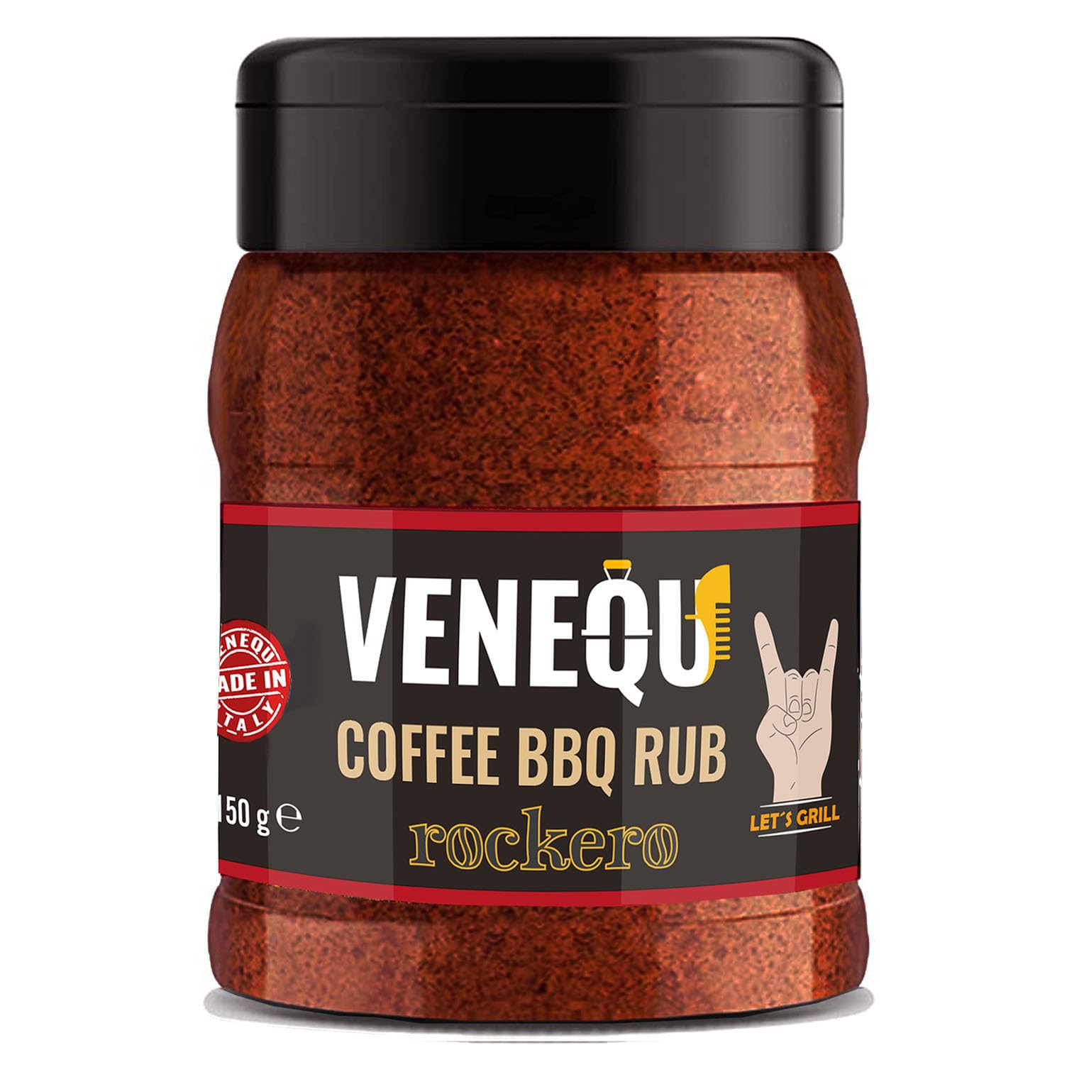 VENEQU BBQ DRY RUBs Gourmet Set #4 (150gr x 4 RUBs) Made in Italy | 1 x Rockero Coffee Rub, 1 x Chicken Rub, 1 x Beef Rub e 1 Flower Powder Rub