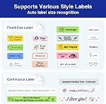 SUPVAN E11 Bluetooth Label Maker Machine with 4 Tapes, Support Keyboard & App with 30+ Fonts and 660+ Icons, Rechargeable Inkless Labeler for Home, Kitchen, Office, School, Organization, Black