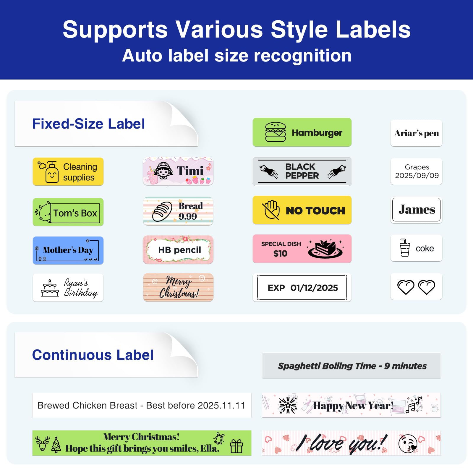 SUPVAN E11 Bluetooth Label Maker Machine with 4 Tapes Support Keyboard App with 40 Fonts and 650 Icons — view 6