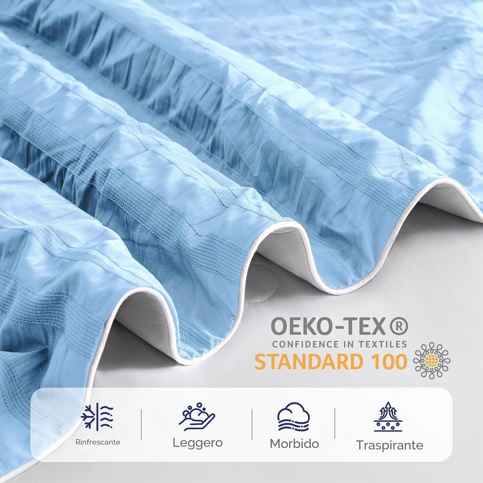 IKALIFE Coperta Refrigerante Letto - Coperta Rinfrescante per l'estate Copriletto Matrimoniale Estiva Q-Max>0,5 Cooling Blanket Fresca Fredda Coperte Rinfrescanti per Divano Blu 130x180 cm