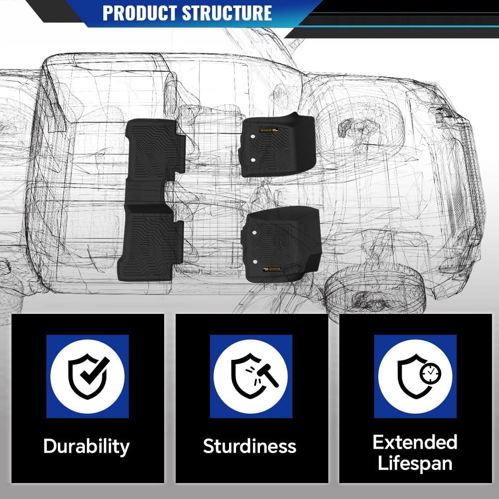 DOTCOM TPE Floor Mats Fit Honda Pilot 8 Passenger Models 2016-2022(No Elite Models),All Weather Custom Fit Protection 1st & 2nd & 3rd Row Truck Mats Cargo Liner Accessories,alfombras para carro 4PCS