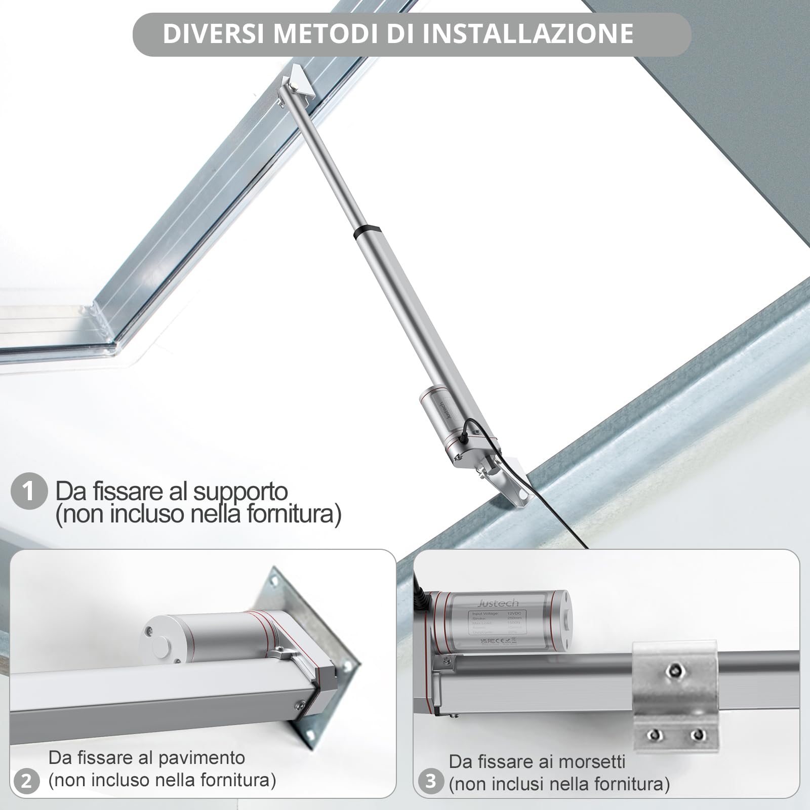 Justech 12v DC 750N 250mm Attuatore Lineare Multifunzione Motore per Automazione Medicale Piccolo Corsa di Sollevamento Servizio Gravoso Massimo (250mm) per Uso Elettrico Medico