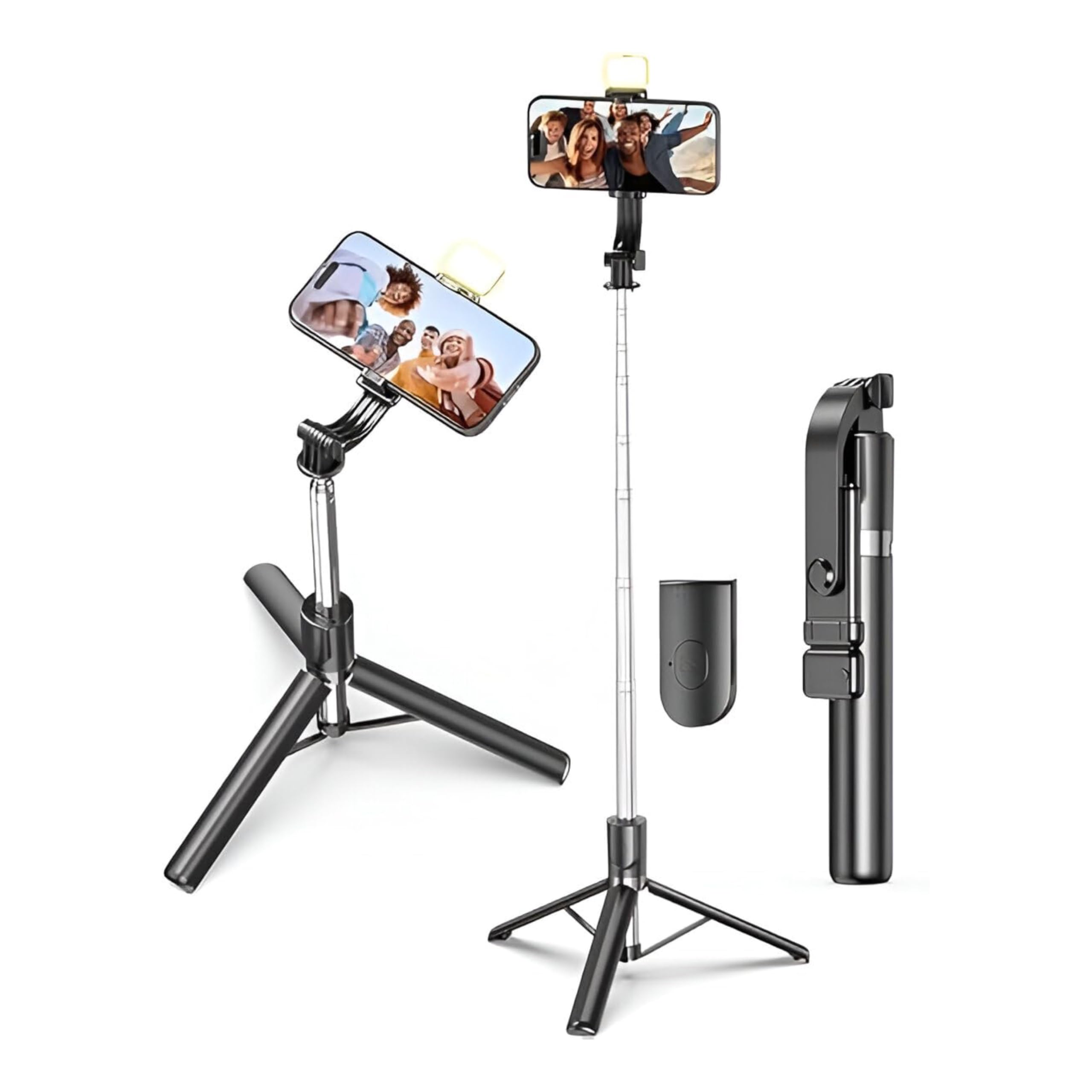 Like Star® R1S-L Tripod Selfie Stick Mini LED Fill Light 67 Inch Long/7-Section Stable Base/BT Remote/3 in 1 Multifunction for Vlogging/Photography/Videography for All Mobile Smartphones-picture-30