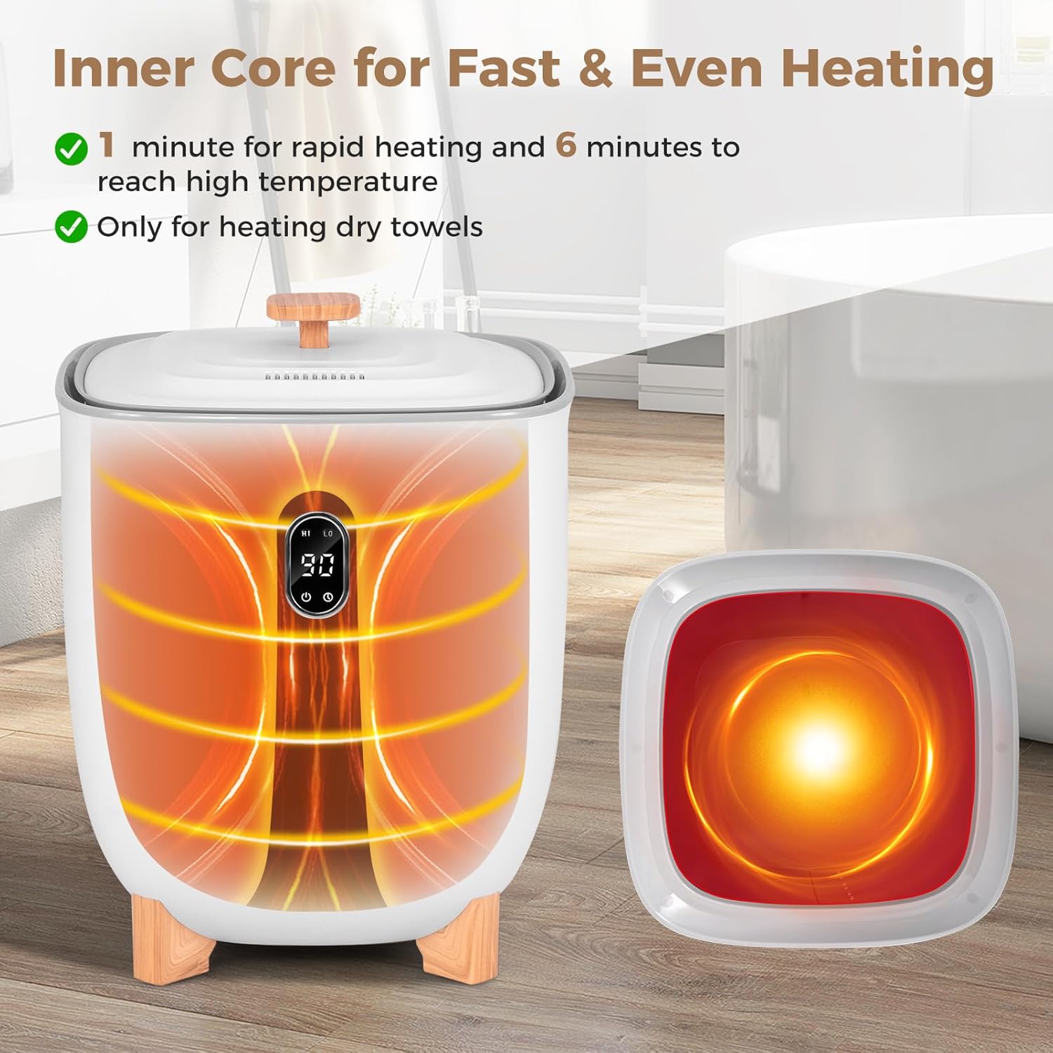 COSTWAY Towel Warmer for Bathroom, Upgraded Towel Heater with 2 Fragrant Disc Holders, Blanket Warmer with 4-Level Timer, Auto Shut Off, Fits 2 Oversized 45" x 70" Towels, Bathrobes & PJ's (25L)