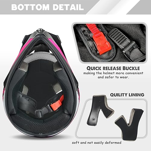 Miniatura 4 de Casco de motocross juvenil, casco de motocicleta ATV, cascos de motocross para exteriores, aprobado por DOT, cascos todoterreno con guantes, gafas,