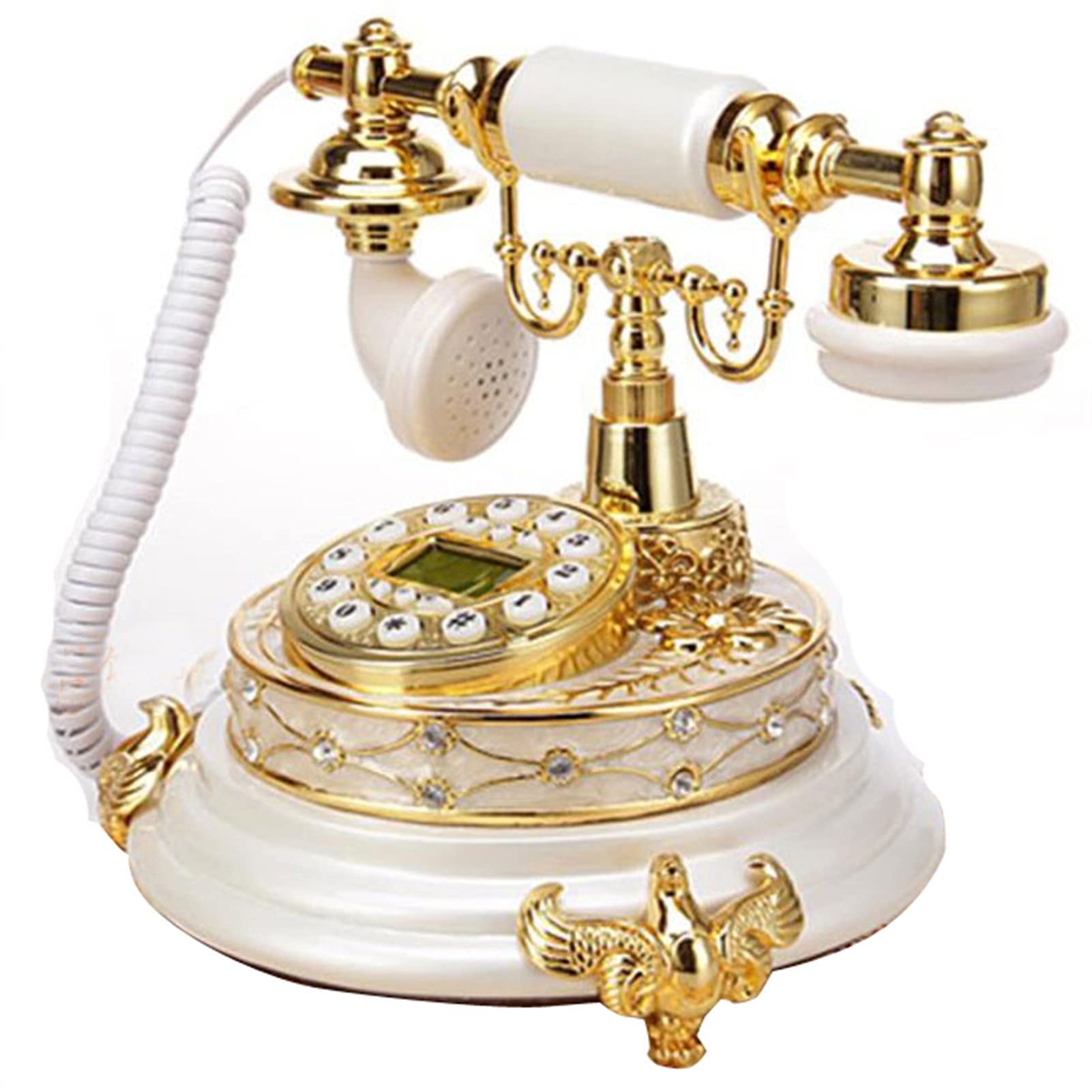 Téléphone à Cadran rétro, téléphone Fixe Antique à l'ancienne pour Les Personnes âgées Téléphone Classique rétro Blanc Vintage téléphone Fixe en résine Bureau à Domicile Europe téléphone nostalgique
