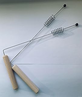 Pair Dowsing divining rods cilinder resonator with shungite balls wood handles