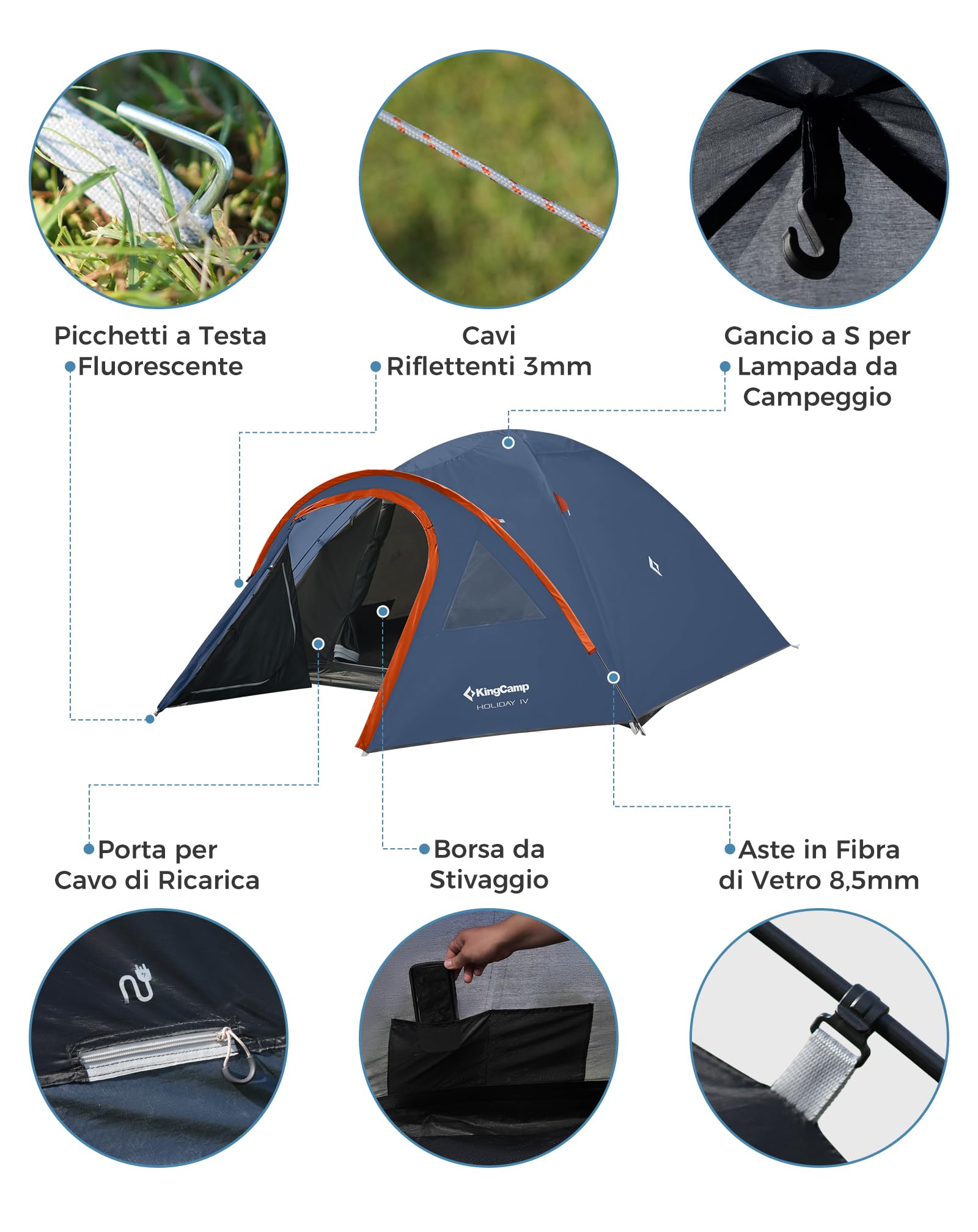 KingCamp Tenda Campeggio 2 posti/3 posti Leggera Tenda da Campeggio Portable Durable Breathable per 2/3 Persone per Campeggio Escursioni Arrampicata