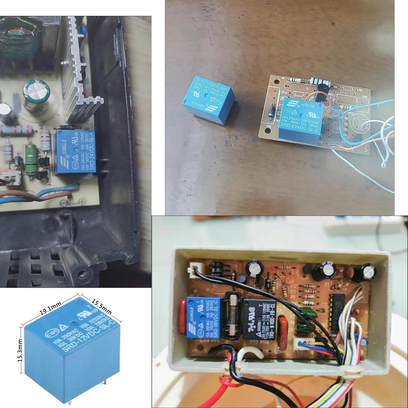 Heschen Lot De 2 Relais SRD-24VDC-SL-C - 24V CC Bobine, 10A 250VAC - Pour Cartes PCB Et Automatisme