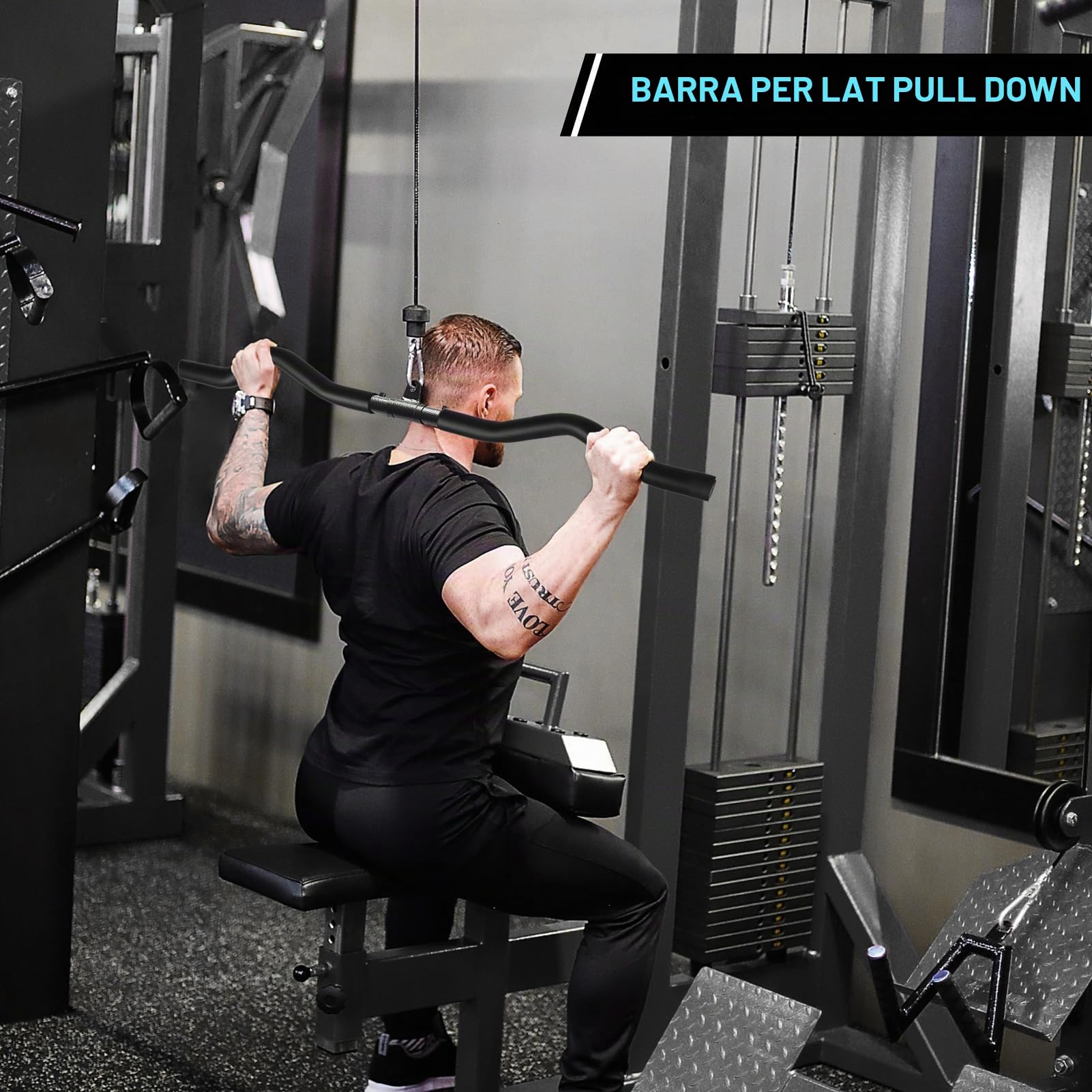 Barra LAT Machine, Staccabile Barra Dorsali LAT Machine Barra Curva LAT Machine Girevole Barra Tricipiti Bicipiti Accessori per Cavi in Palestra Casa