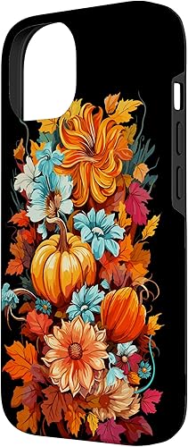 Miniatura 5 de iPhone 14 Plus otoño cosecha hojas flores otoño calabaza colorido jardín caso