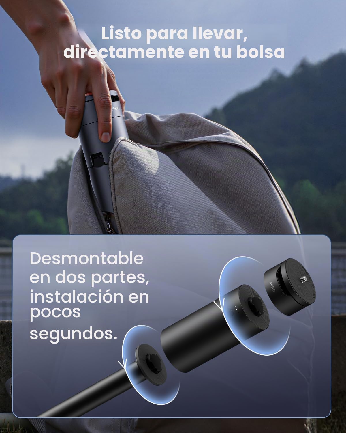 JMGO Proyector Power Bank Trípode para PicoPlay/PicoPlay+/PicoFlix/N1S Nano | Cargador portátil de 20 000 mAh y 65 W con Soporte Ajustable en Altura e inclinación para Exteriores y Viajes
