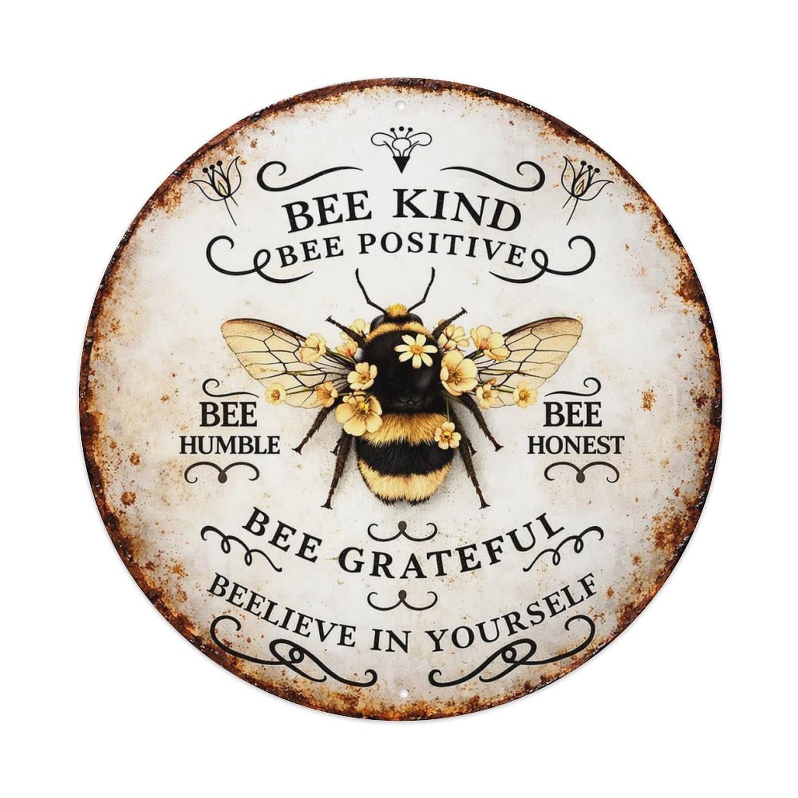 Bee Kind Positive Humble Honest Grateful Metal Tin Sign Plaque