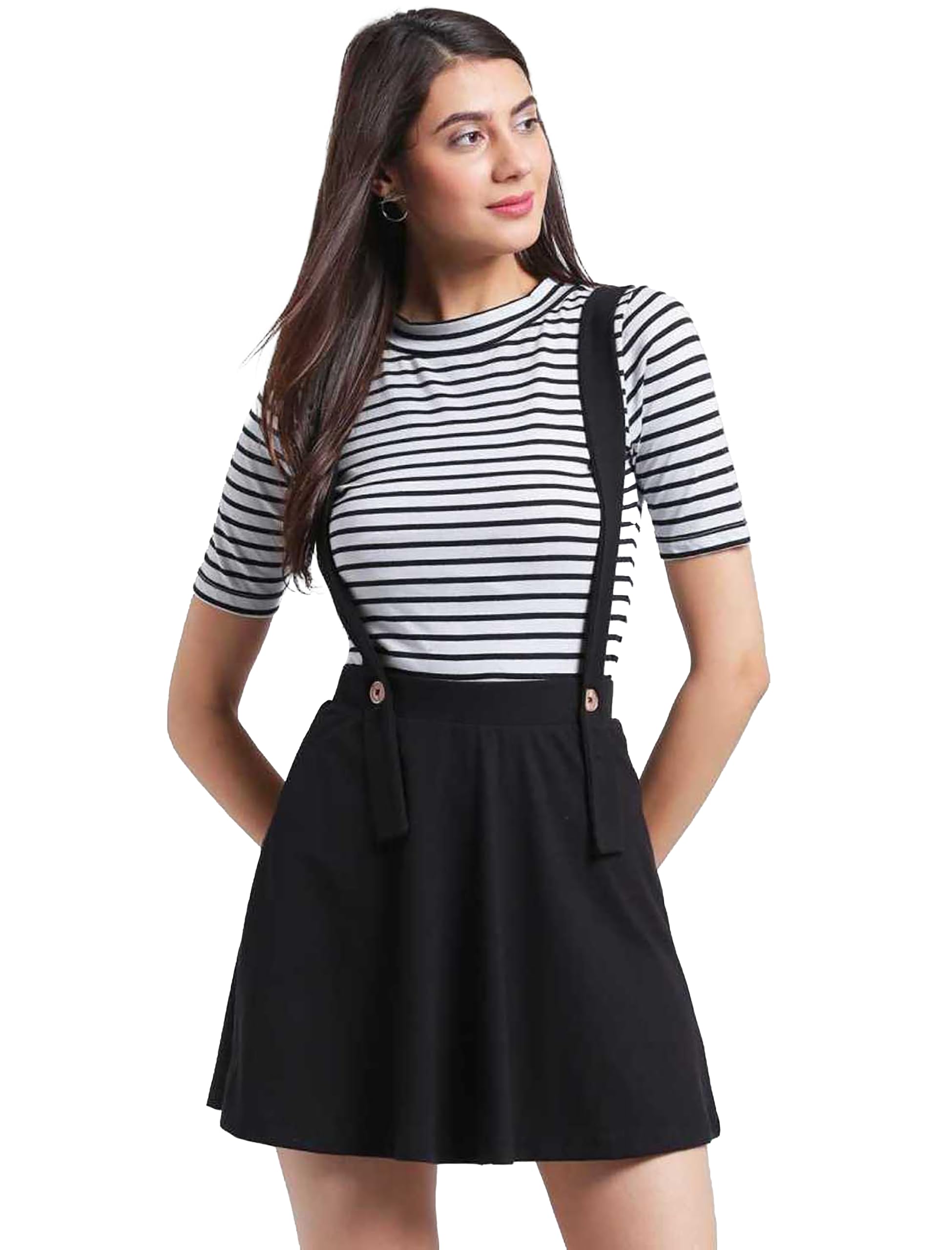 women solid regular black skirt