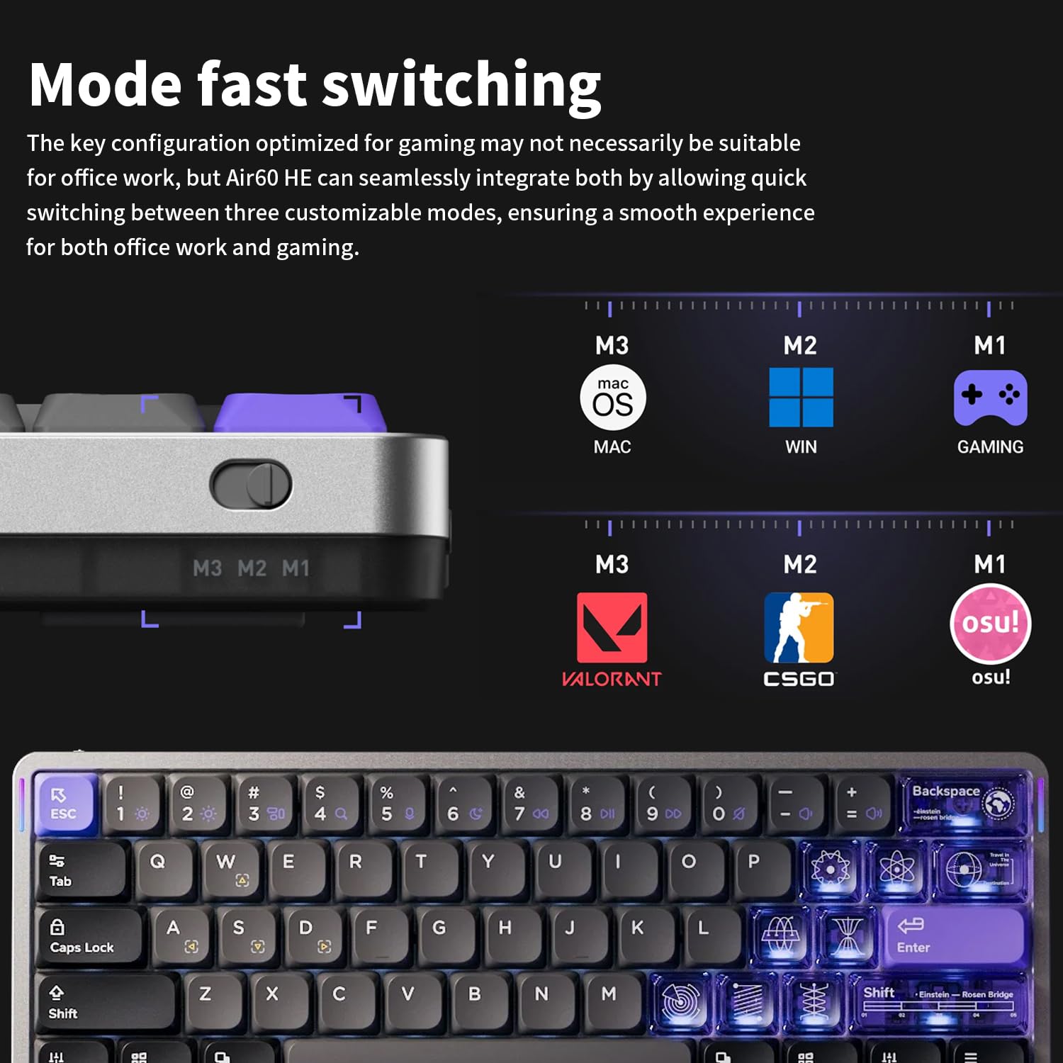 Amazon | nuphy Air60 HE 磁気スイッチ ゲーミングキーボード 61キー 